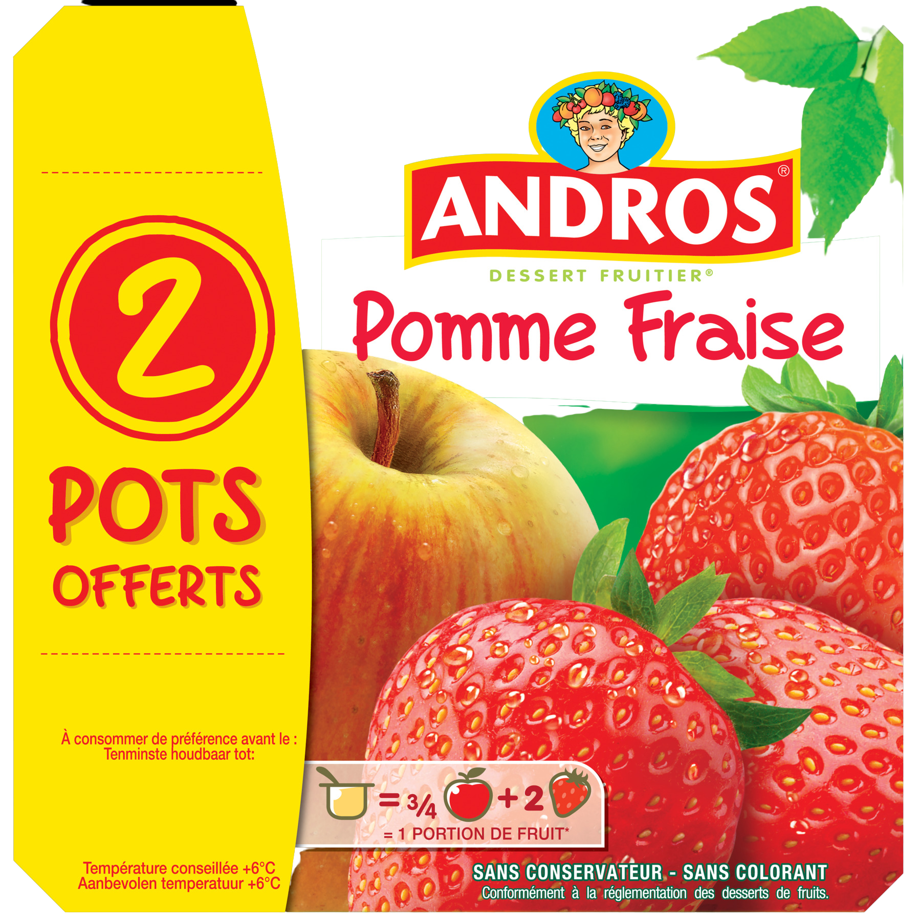 Voir la diapositive 2 : ANDROS Dessert de fruits pomme fraise 8x100g