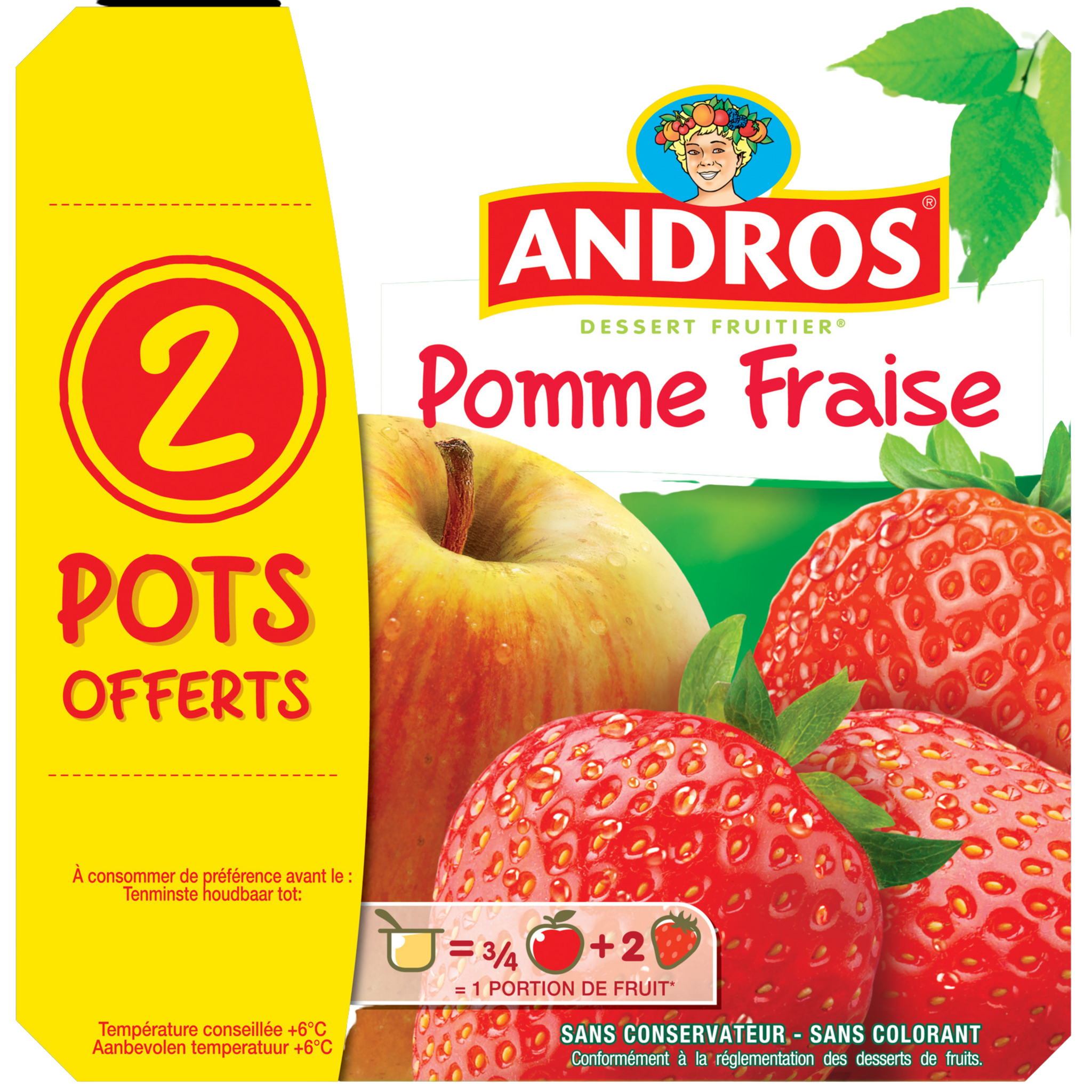 Voir la diapositive 2 : ANDROS Dessert de fruits pomme fraise 8x100g