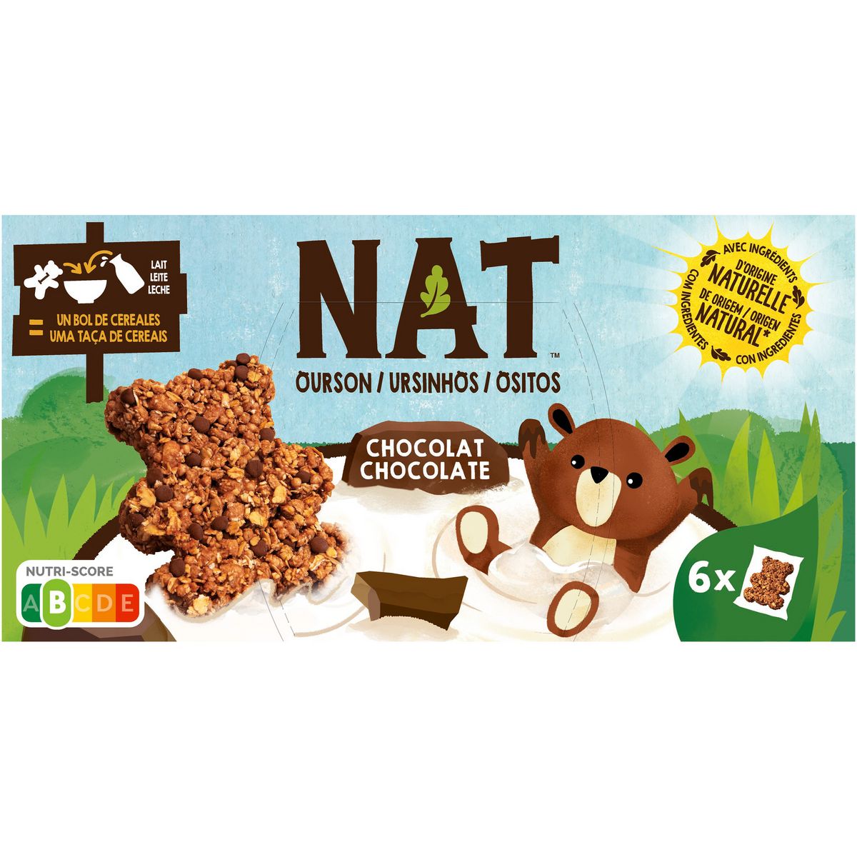 NAT Ourson céréales chocolat 6 pièces 192g
