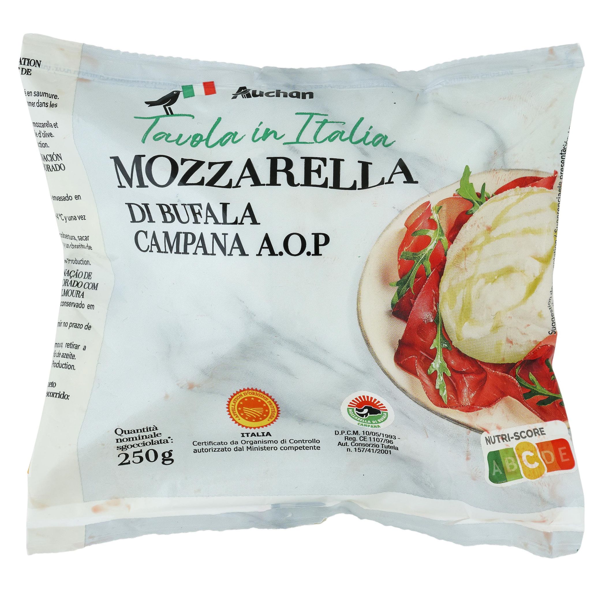 Voir la diapositive 4 : AUCHAN TAVOLA IN ITALIA Mozzarella di bufala Campana AOP 250g