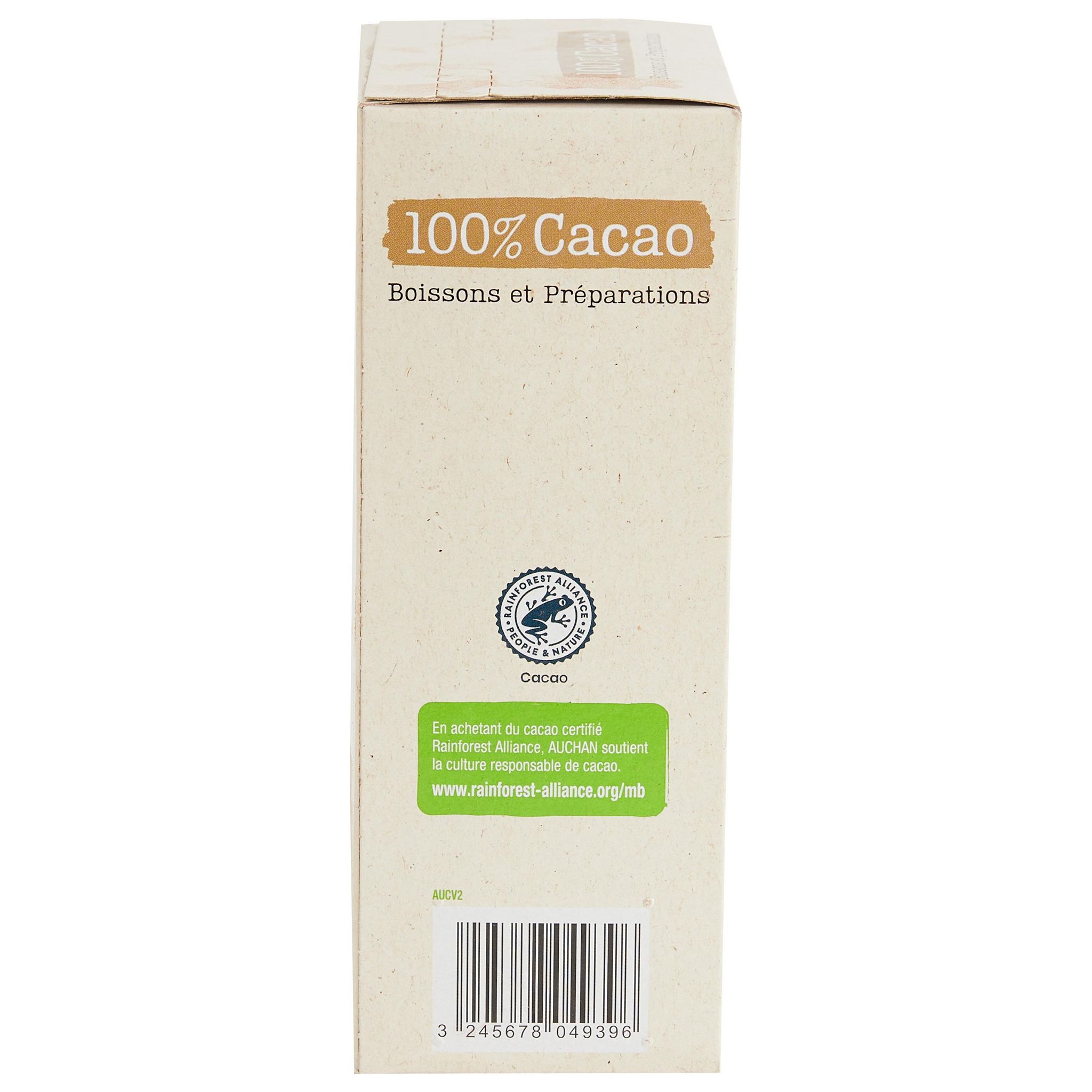 Voir la diapositive 2 : AUCHAN BIO Chocolat en poudre 100% cacao 250g
