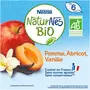 NESTLE Naturnes bio Petits pots dessert pomme abricot vanille bio dès 6 mois 4x90g