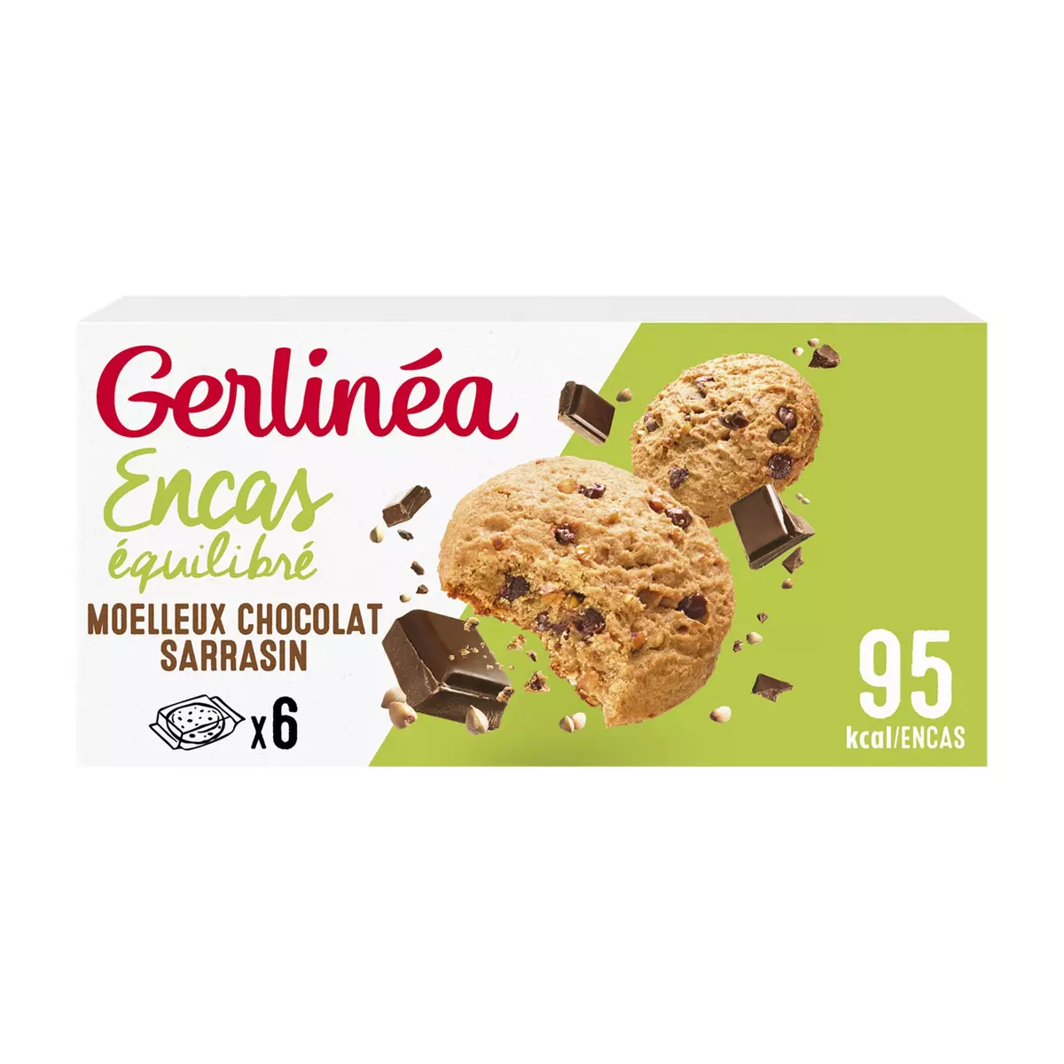 GERLINEA Biscuits moelleux au sarrasin et pépites de chocolat 6 sachets 138g