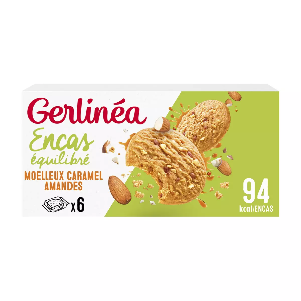 GERLINEA Biscuits moelleux au caramel et aux amandes sachets individuels 6 sachets 138g