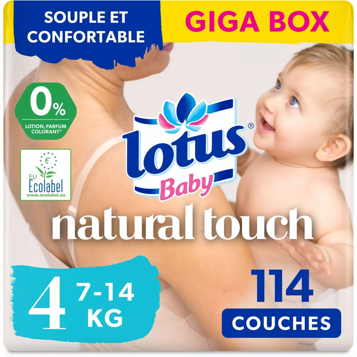 Couches natural touch T4 / 7-14 kg, Lotus Baby (x 38)  La Belle Vie :  Courses en Ligne - Livraison à Domicile