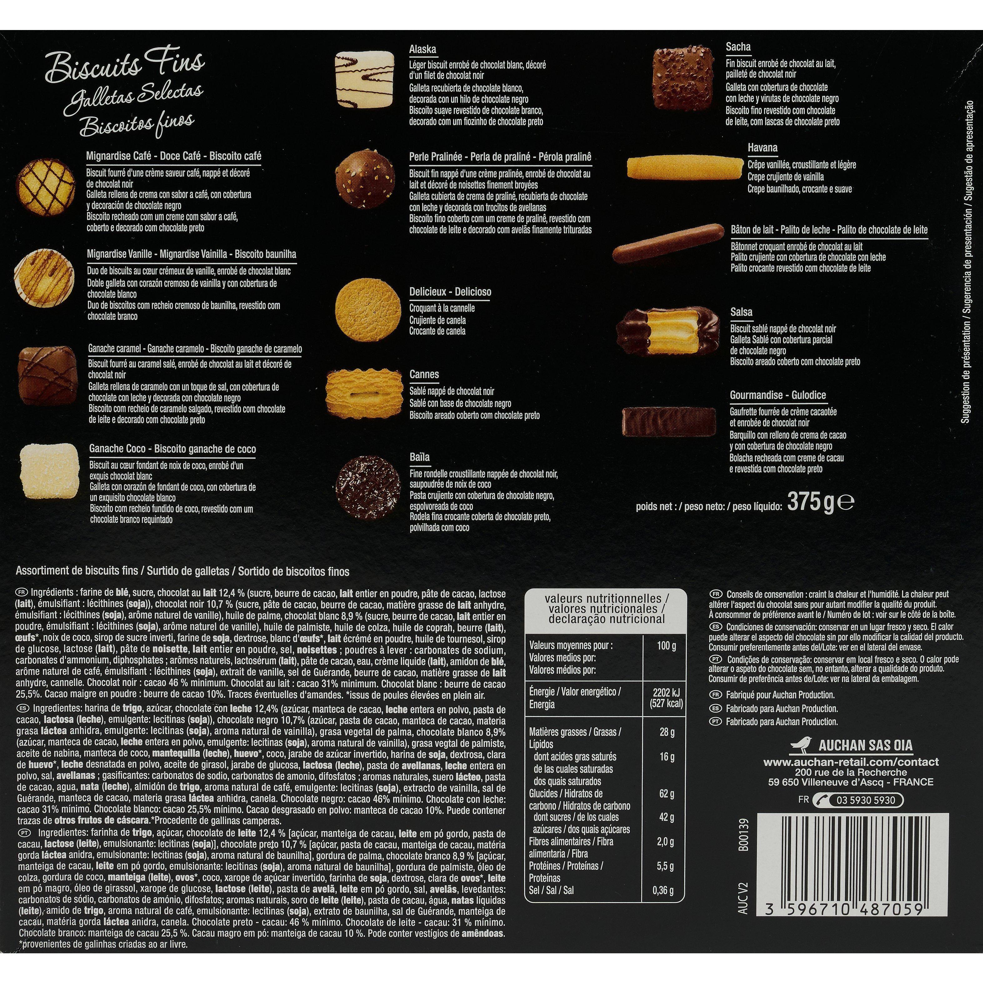Voir la diapositive 4 : VENDOME Assortiment de biscuits fins au chocolat 40 pièces 375g
