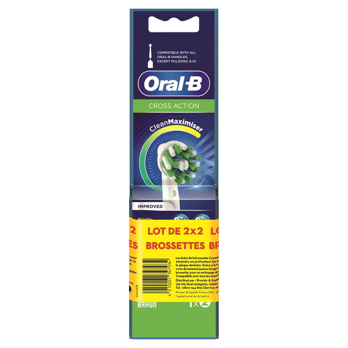 ORAL-B Recharges pour brosse à dents électrique cross action 2x2 brossettes