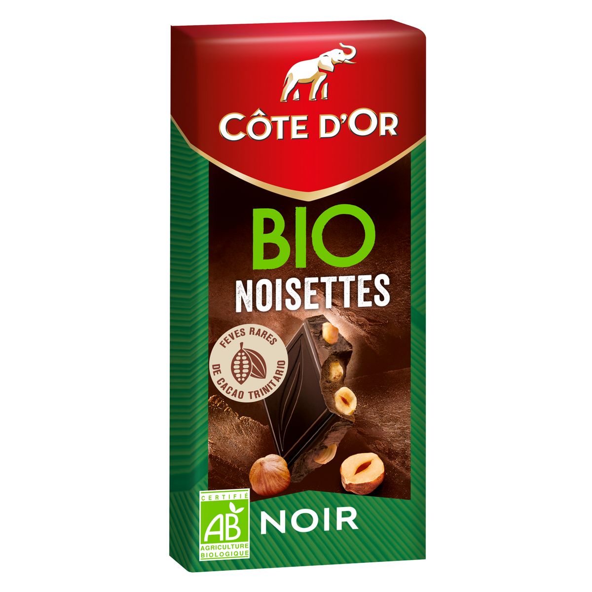 COTE D'OR Tablette de chocolat noir bio avec noisettes entières 1 pièce 150g