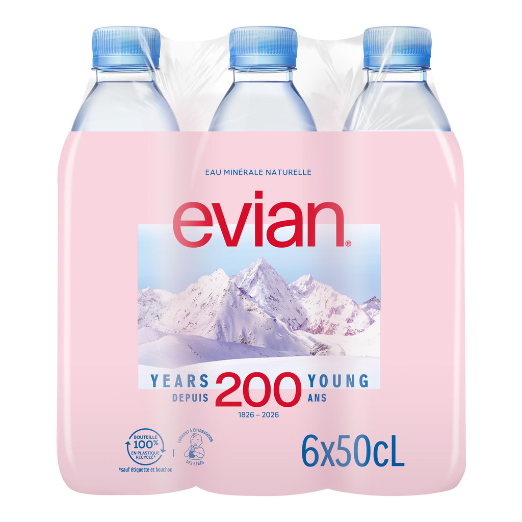 EVIAN Eau minérale naturelle plate 6x50cl