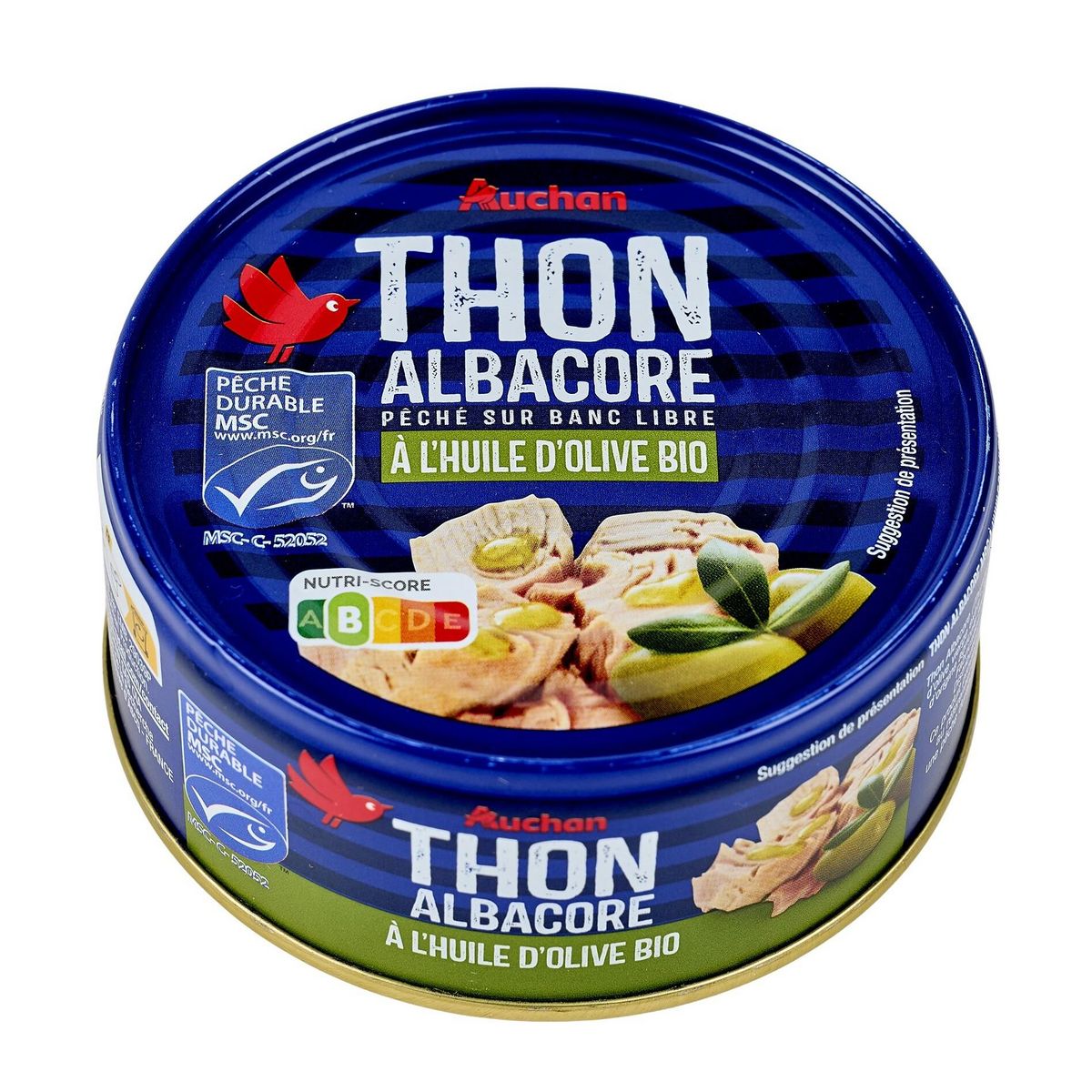 AUCHAN Thon albacore MSC à l'huile d olive vierge extra bio 160g