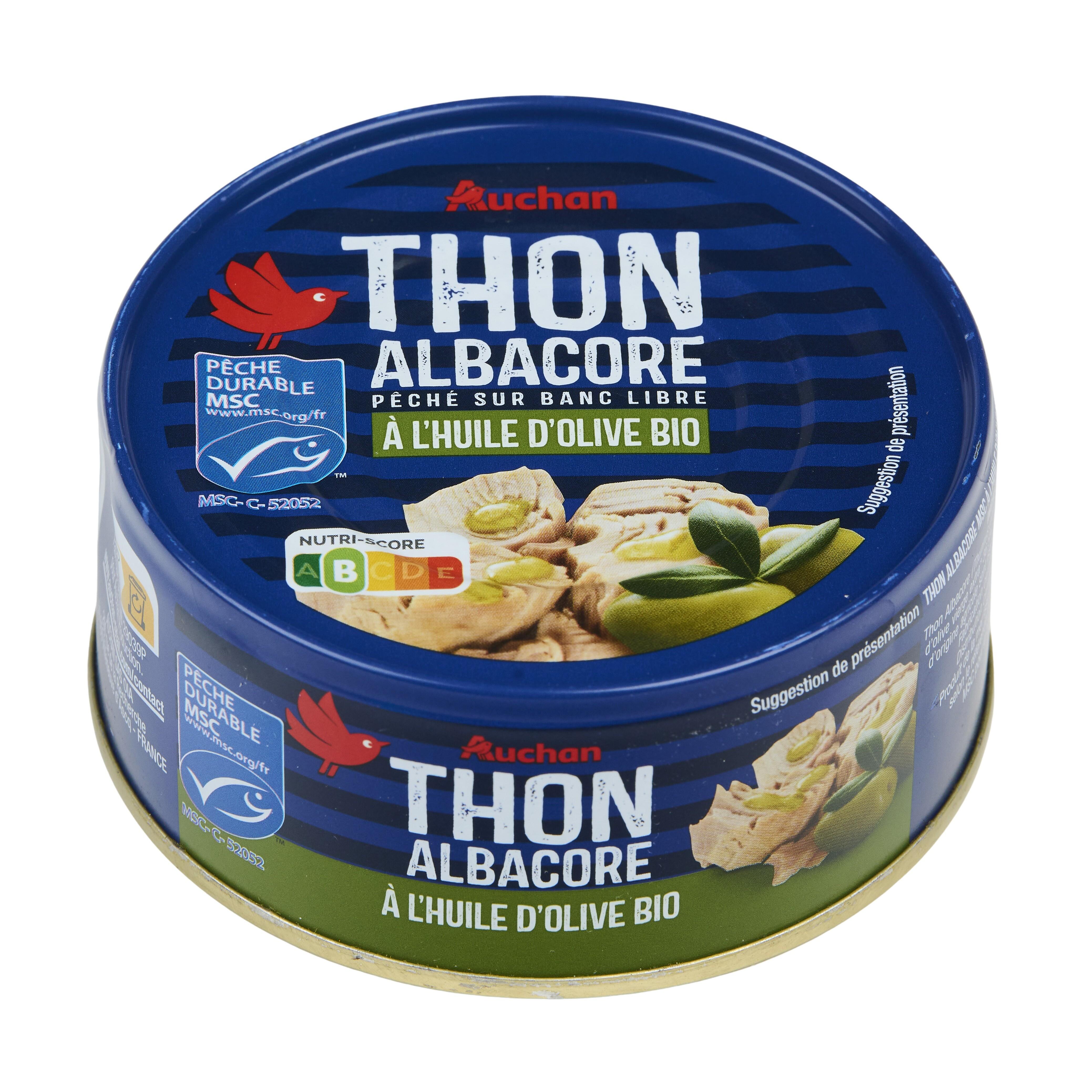 Voir la diapositive 4 : AUCHAN Thon albacore MSC à l'huile d olive vierge extra bio 160g