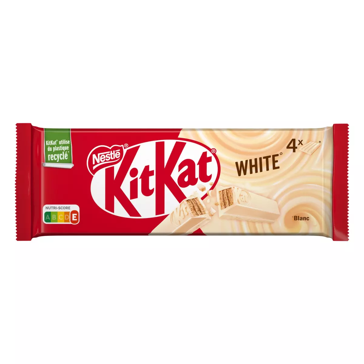 KIT KAT Barres croustillantes enrobées de chocolat blanc 4 barres 166g