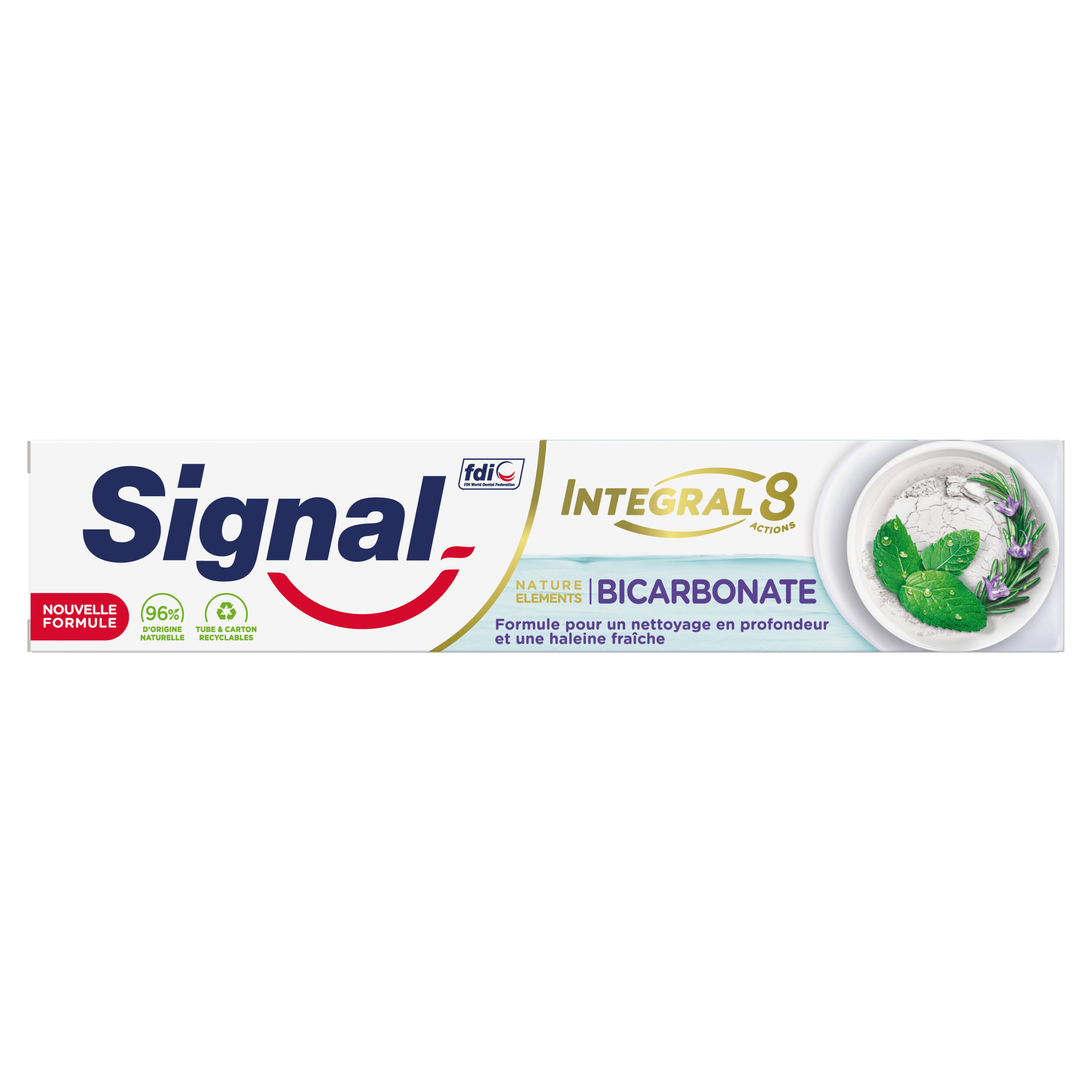 Voir la diapositive 2 : SIGNAL Dentifrice Integral 8 Nature Elements fraîcheur au bicarbonate 75ml