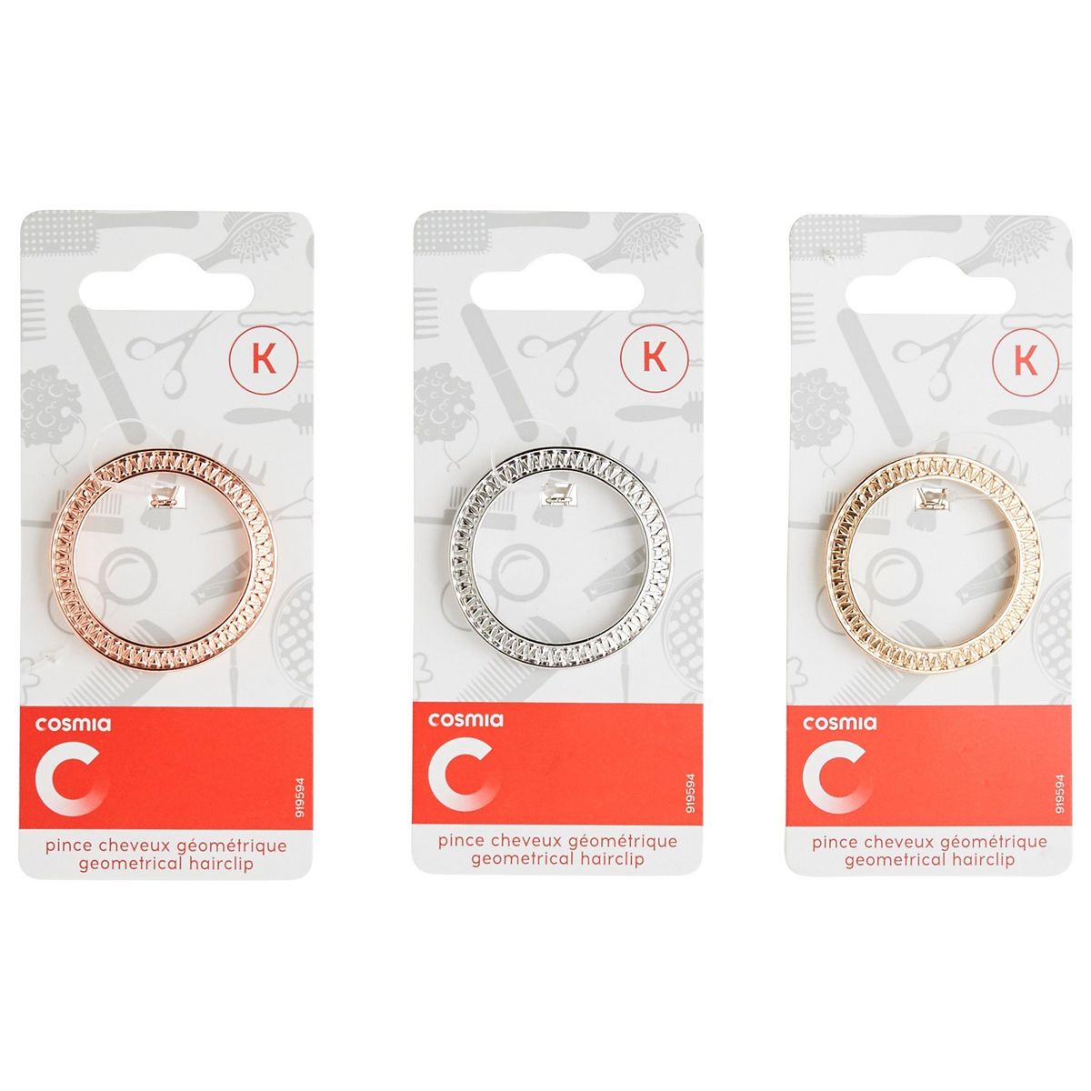 COSMIA Pince à cheveux géométrique coloris aléatoires 1 pièce