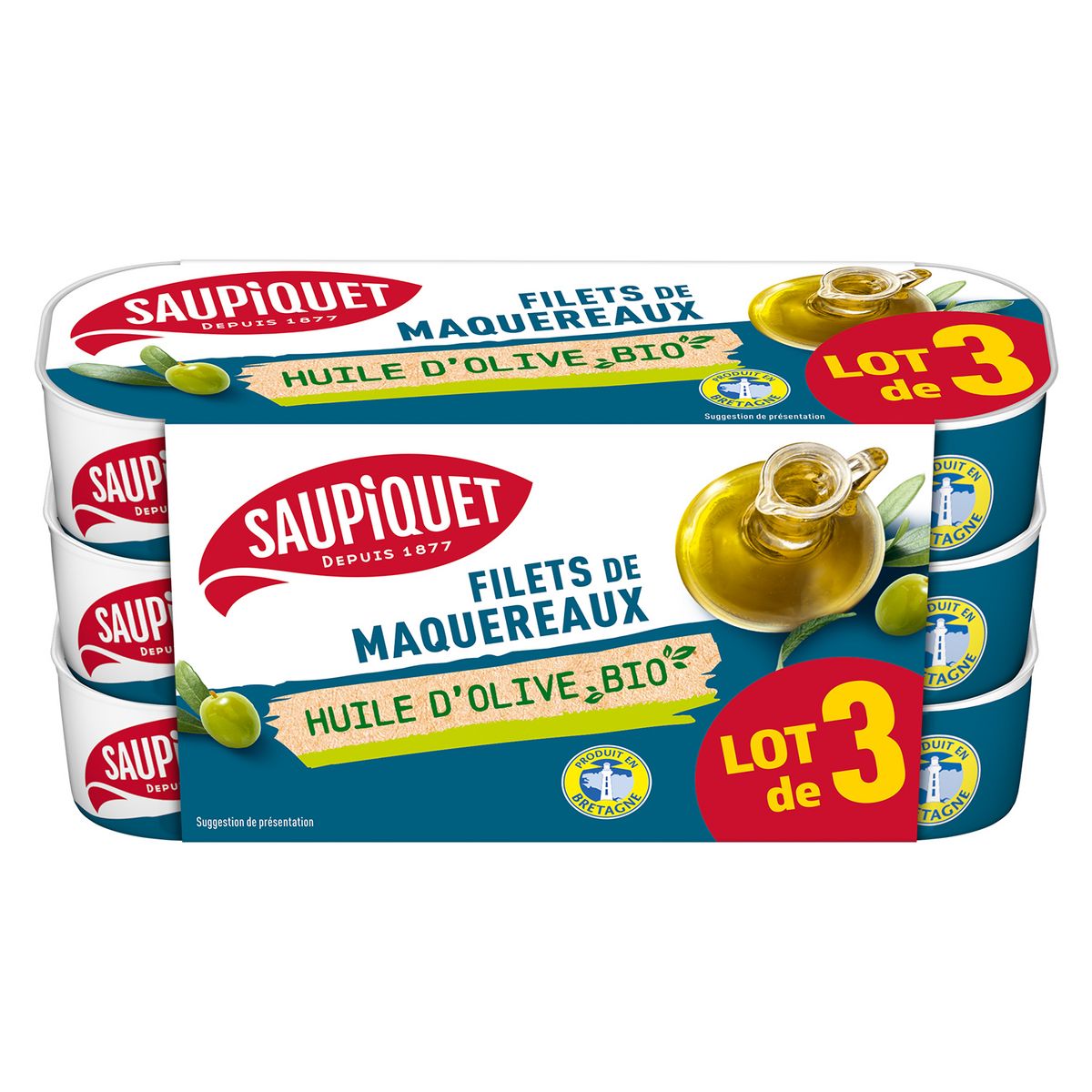 SAUPIQUET Filets de maquereaux à l'huile d'olive 3x120g