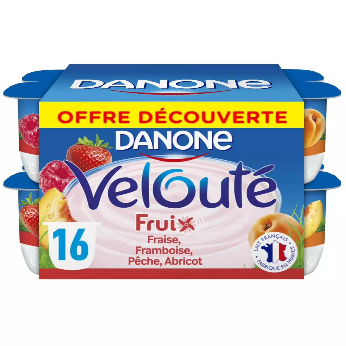 VELOUTE FRUIX Yaourt aux fruix fraise framboise pêche abricot 16x125g
