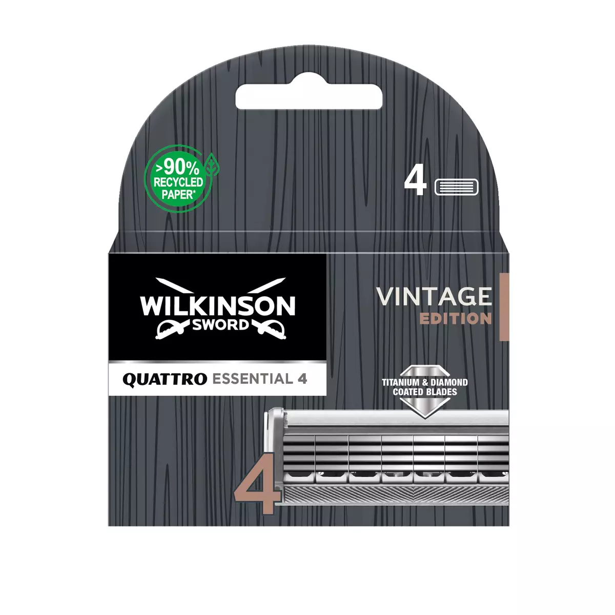 WILKINSON Quattro essential 4 vintage recharges lames de rasoir 4 recharges