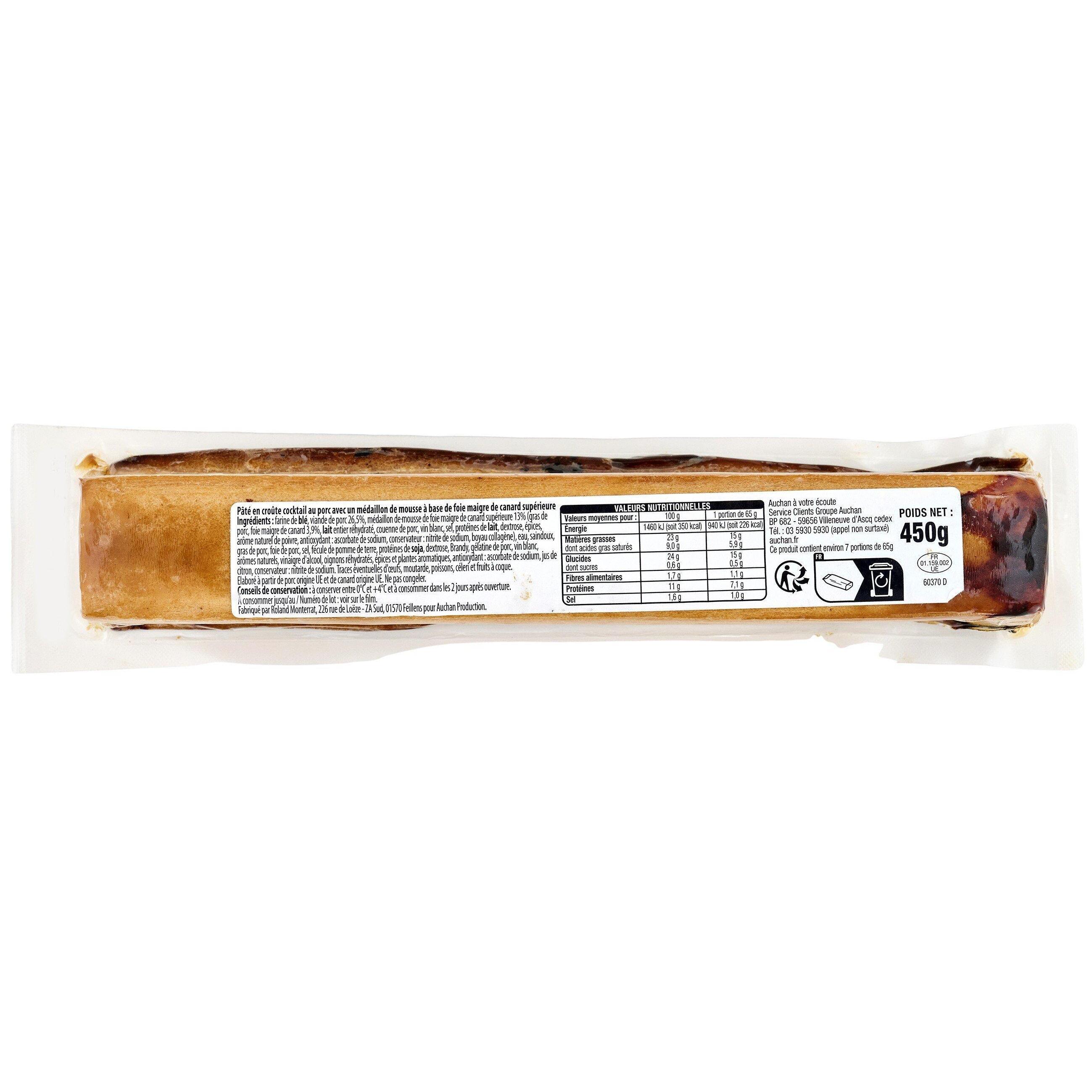 Voir la diapositive 2 : AUCHAN COLLECTION Pâté en croûte Richelieu 1 pièce 450g