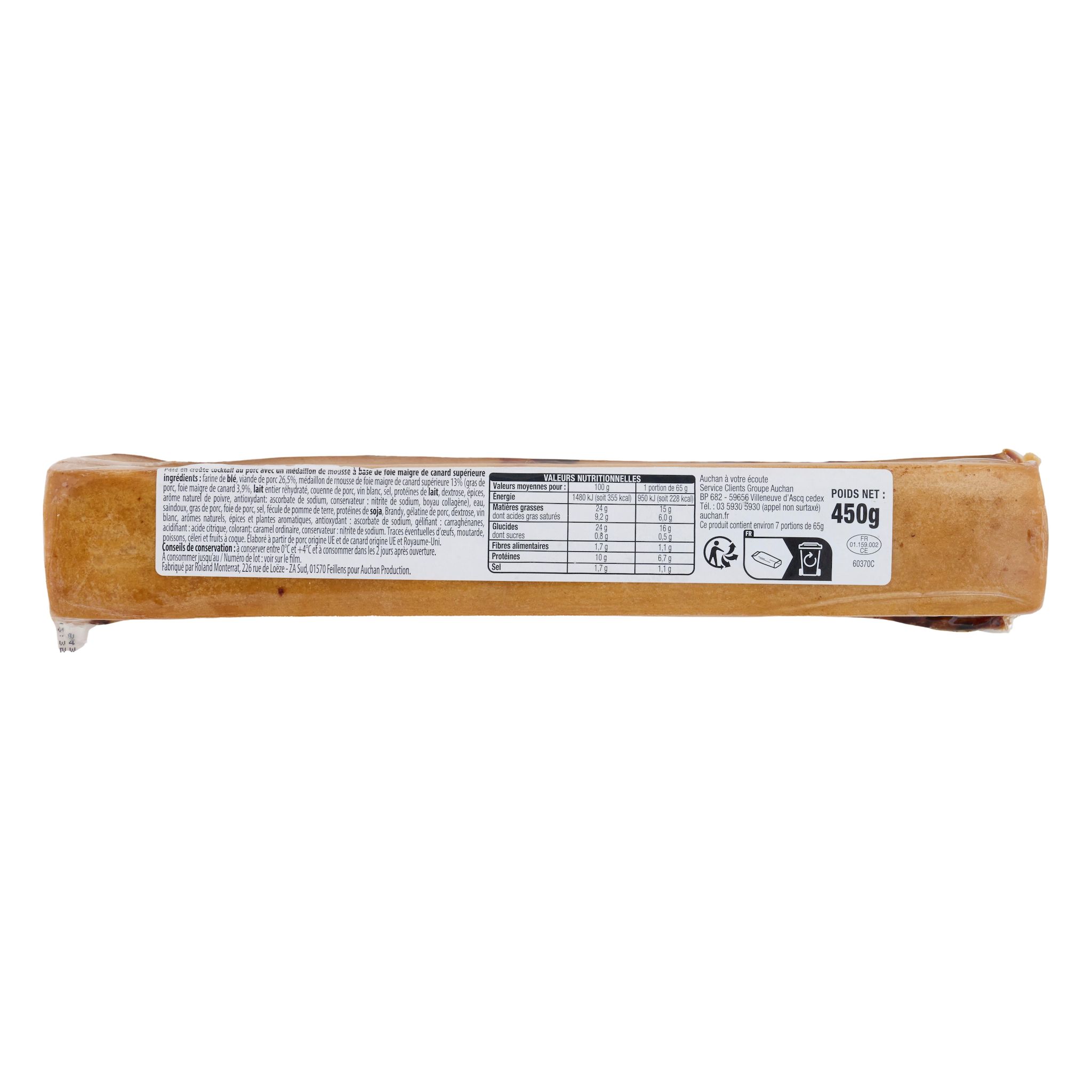 Voir la diapositive 3 : AUCHAN COLLECTION Pâté en croûte Richelieu 1 pièce 450g
