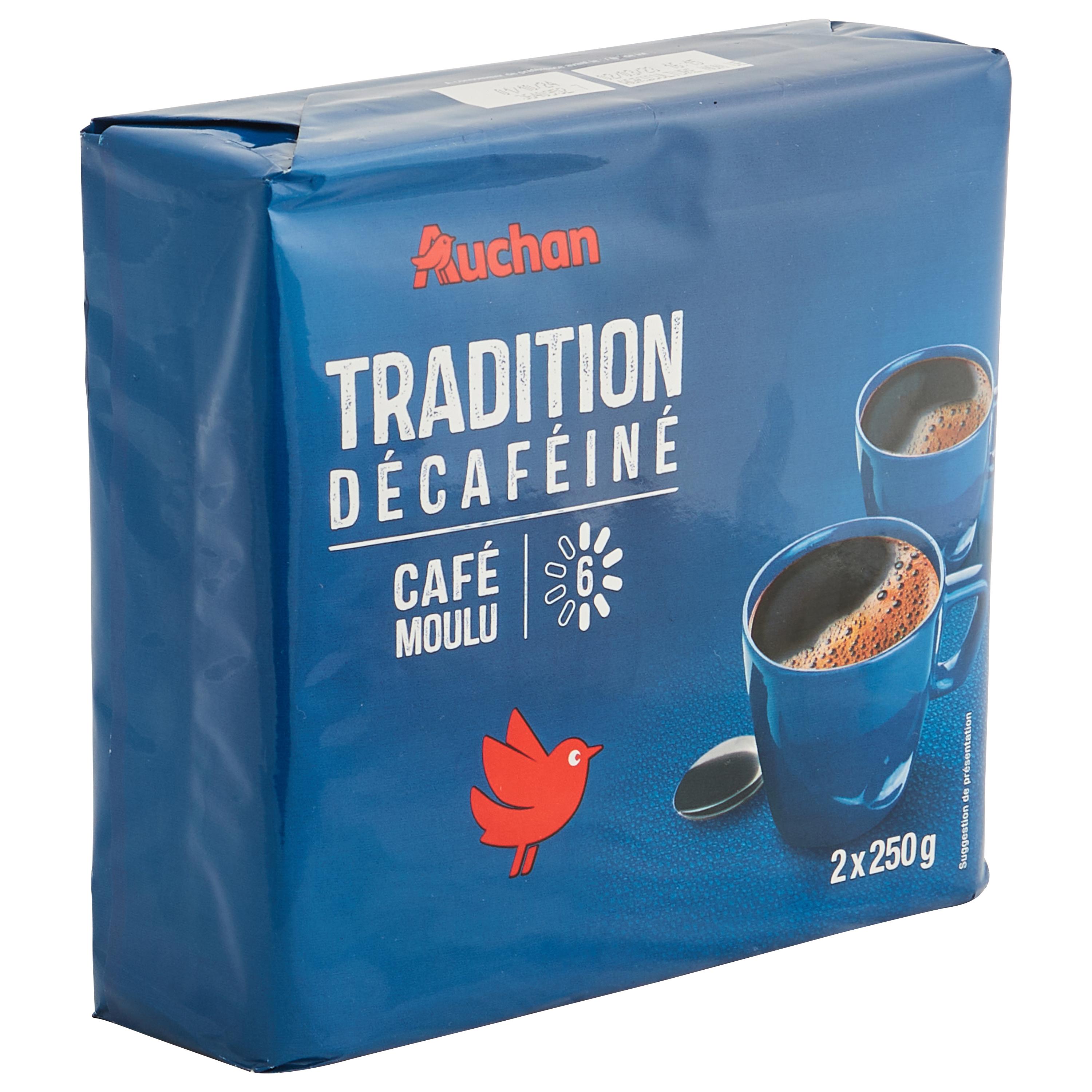 Voir la diapositive 3 : AUCHAN Café moulu tradition décaféiné intensité 6 2x250g