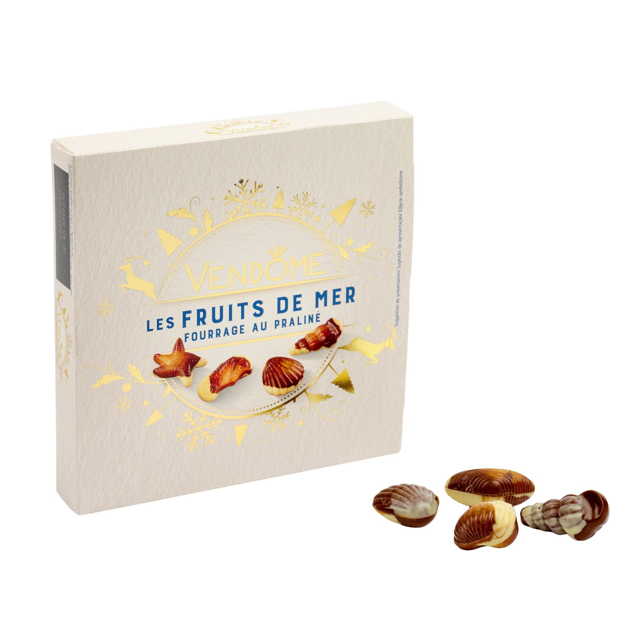 Voir la diapositive 2 : VENDOME Chocolats moulages fruits de mer fourrés au praliné 250g