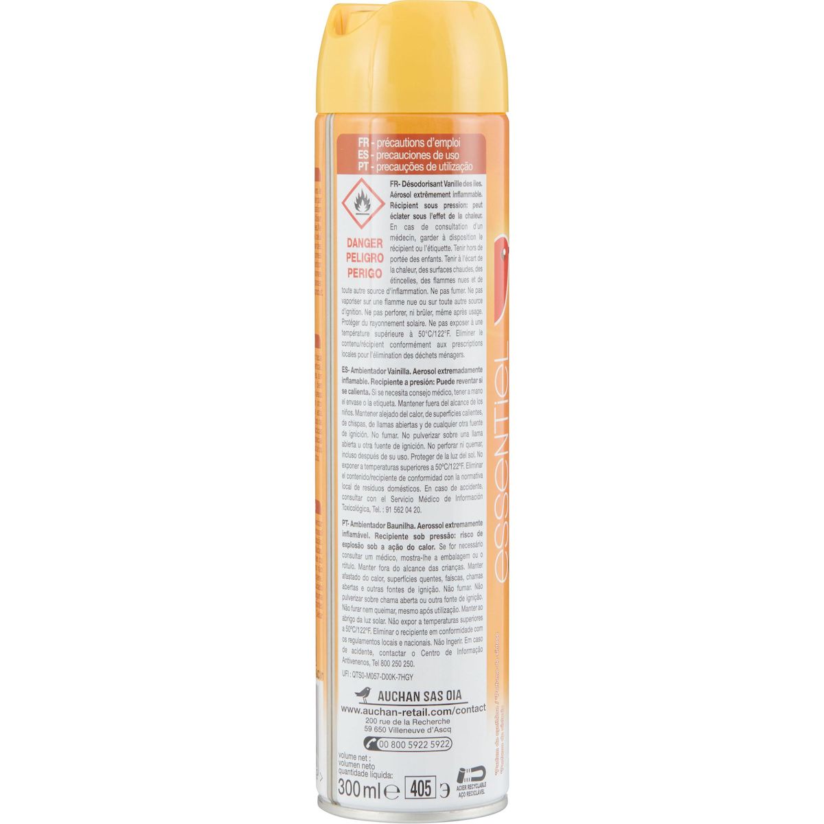 AUCHAN Spray désodorisant vanille des îles 300ml