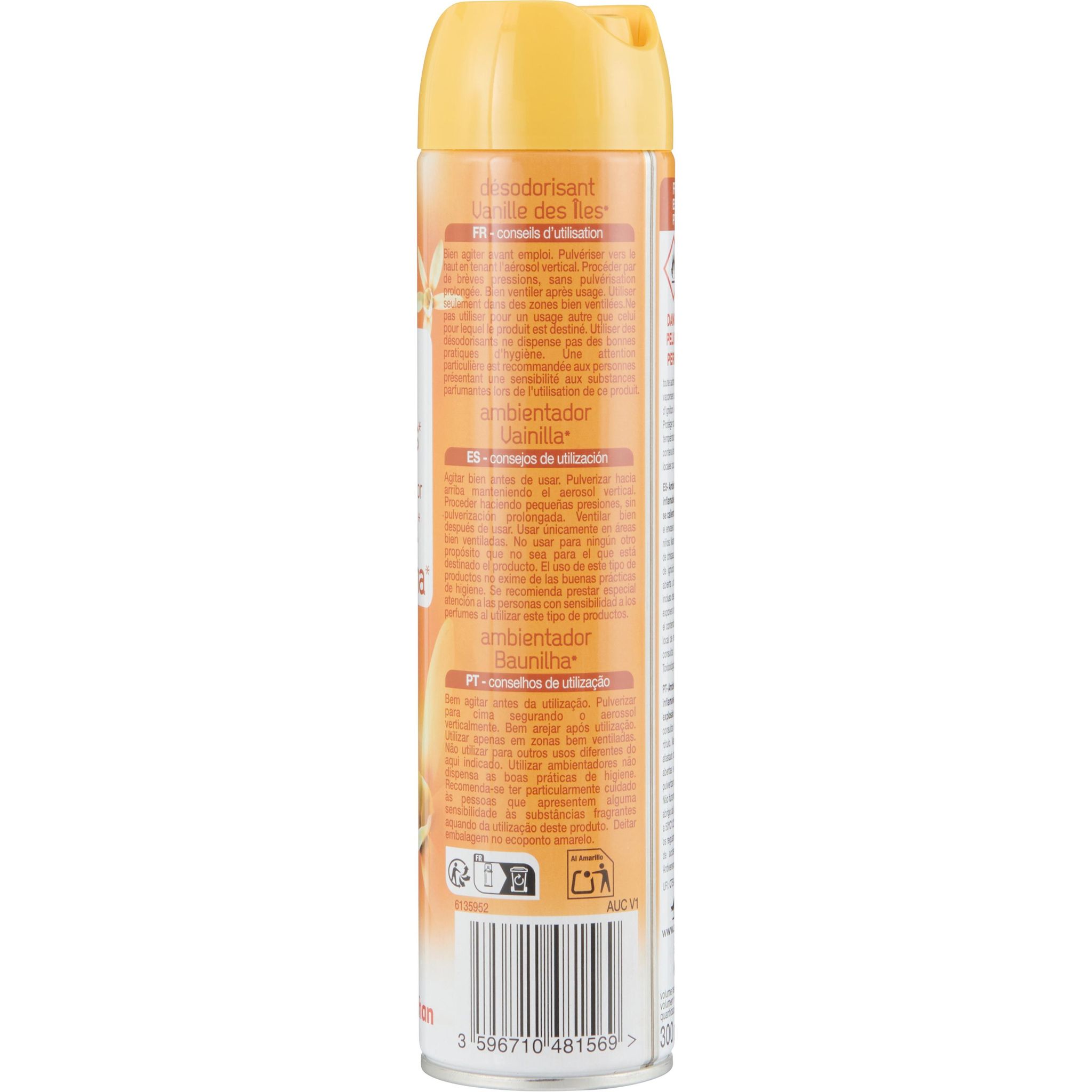 Voir la diapositive 2 : AUCHAN Spray désodorisant vanille des îles 300ml