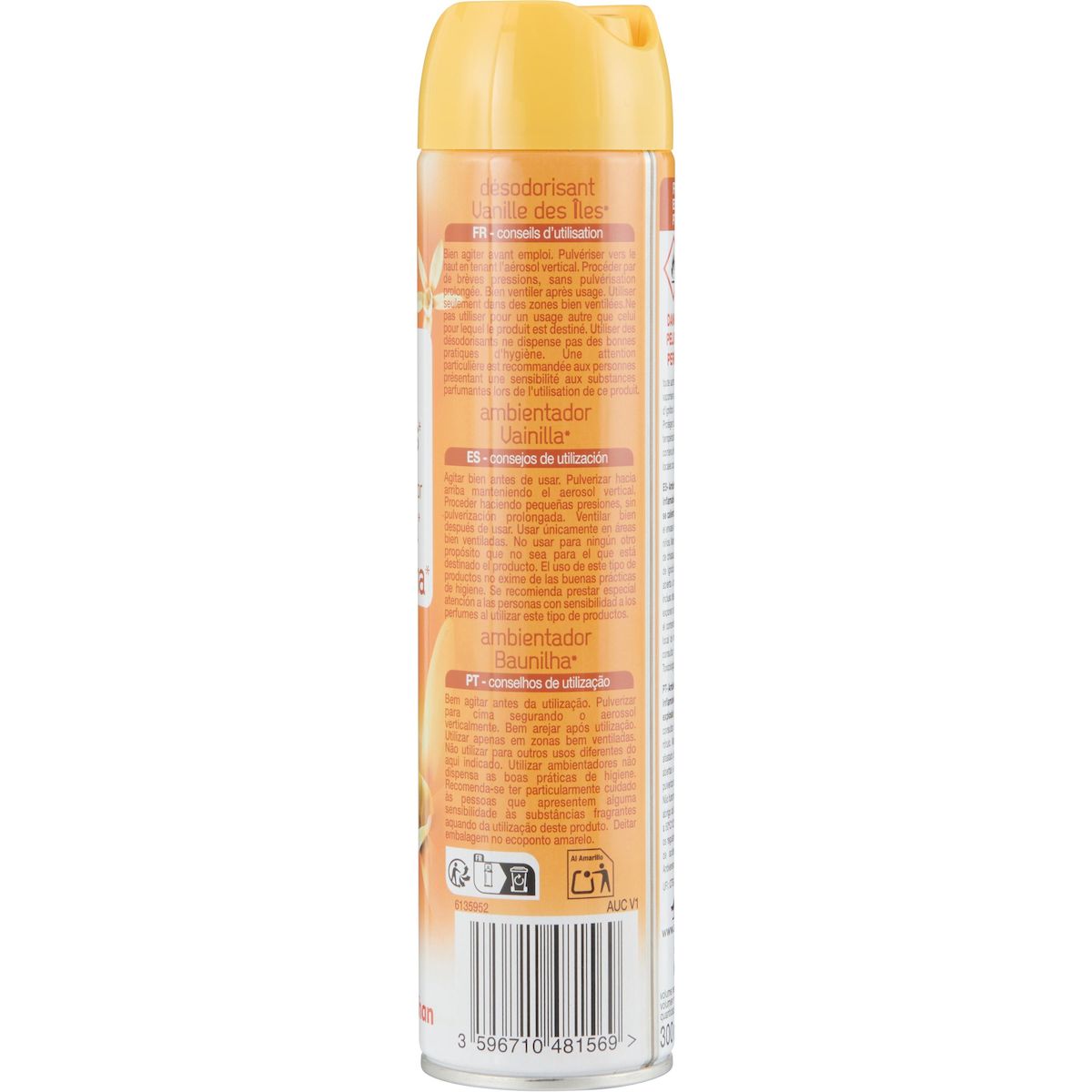 AUCHAN Spray désodorisant vanille des îles 300ml