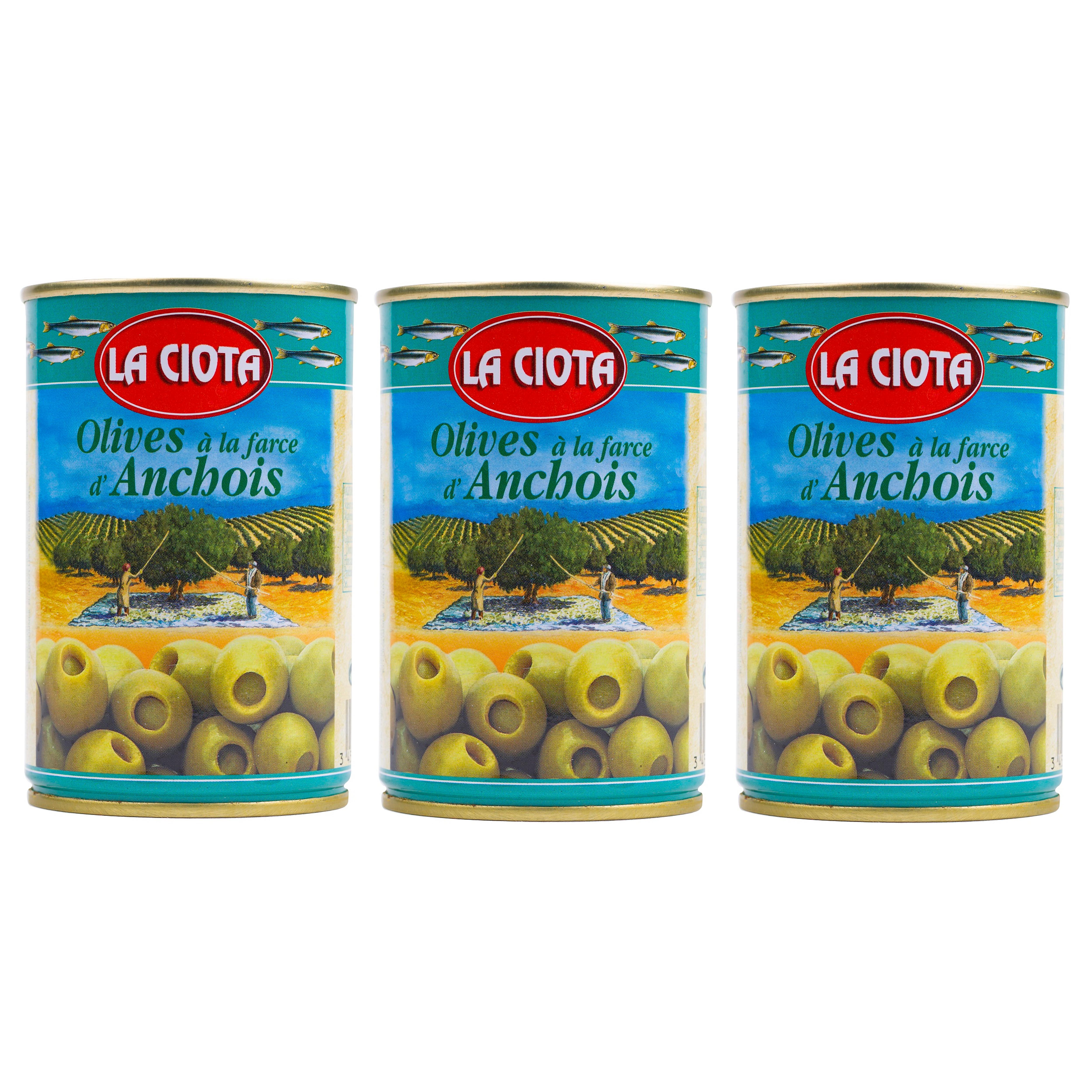 LA CIOTA Olives a la farce d'anchois en boîte 3x300g 900g