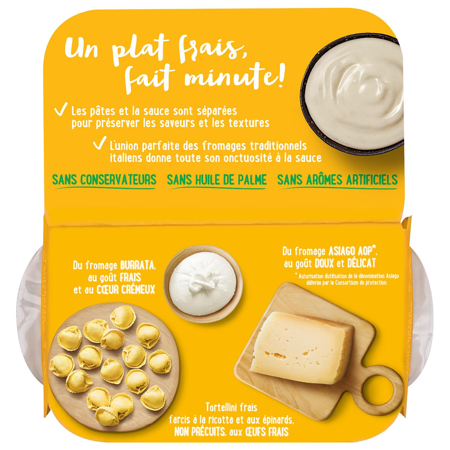 Voir la diapositive 4 : RANA Frais Minute Tortellini ricotta et épinards aux fromages 1 part 340g