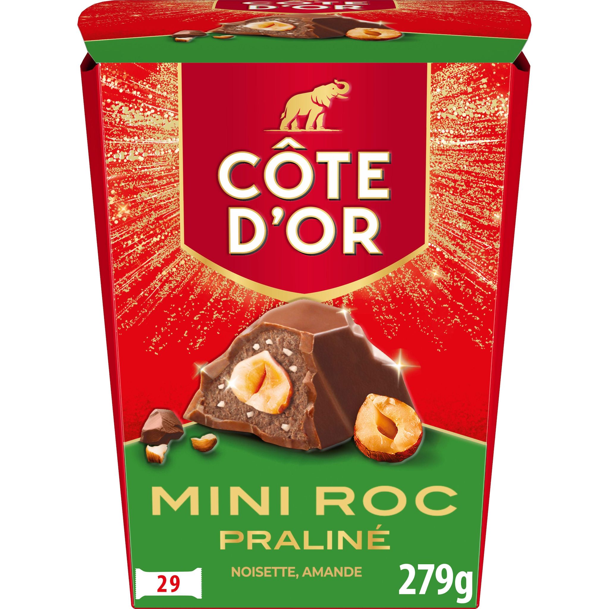 COTE D'OR Mini rochers pralinés au chocolat au lait et noisettes 29 rochers 279g