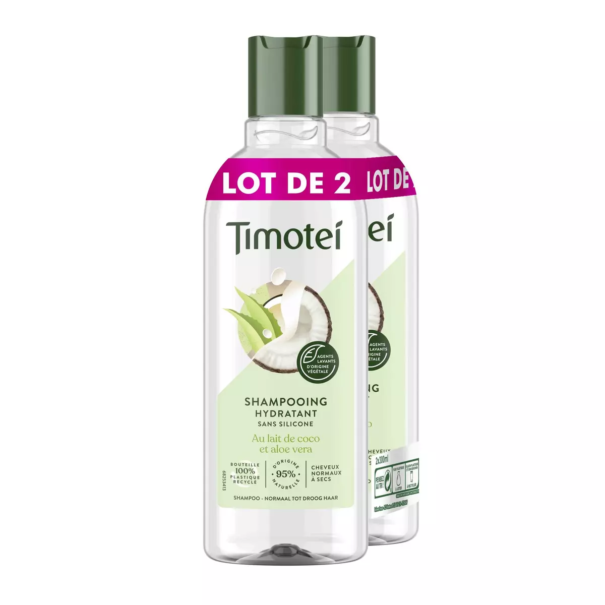 TIMOTEI Shampooing hydratant cheveux normaux à secs 2x300ml