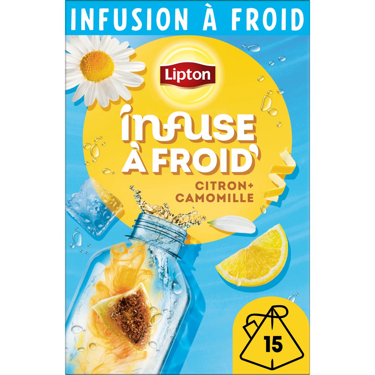 LIPTON Infusion à froid citron camomille 15 sachets 35g
