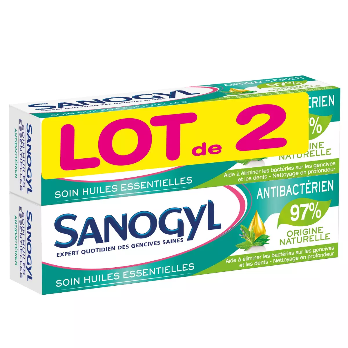 SANOGYL Dentifrice antibactérien soin huiles essentielles 2x75ml