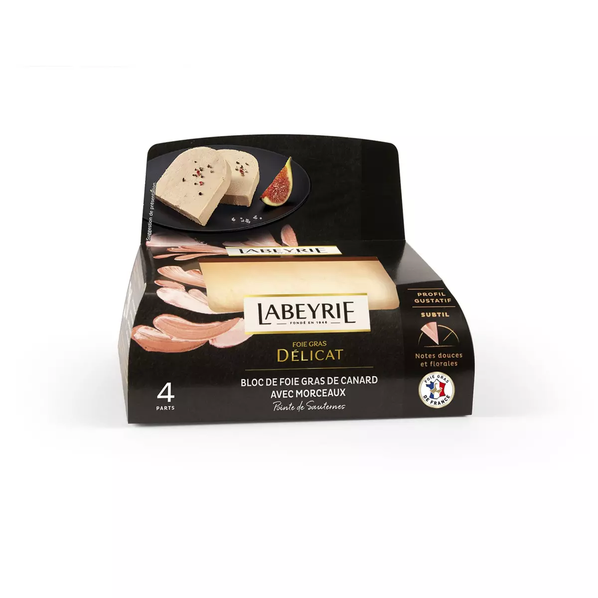 LABEYRIE Bloc de foie gras de canard avec morceaux Sauternes + lyre 4 portions 150g