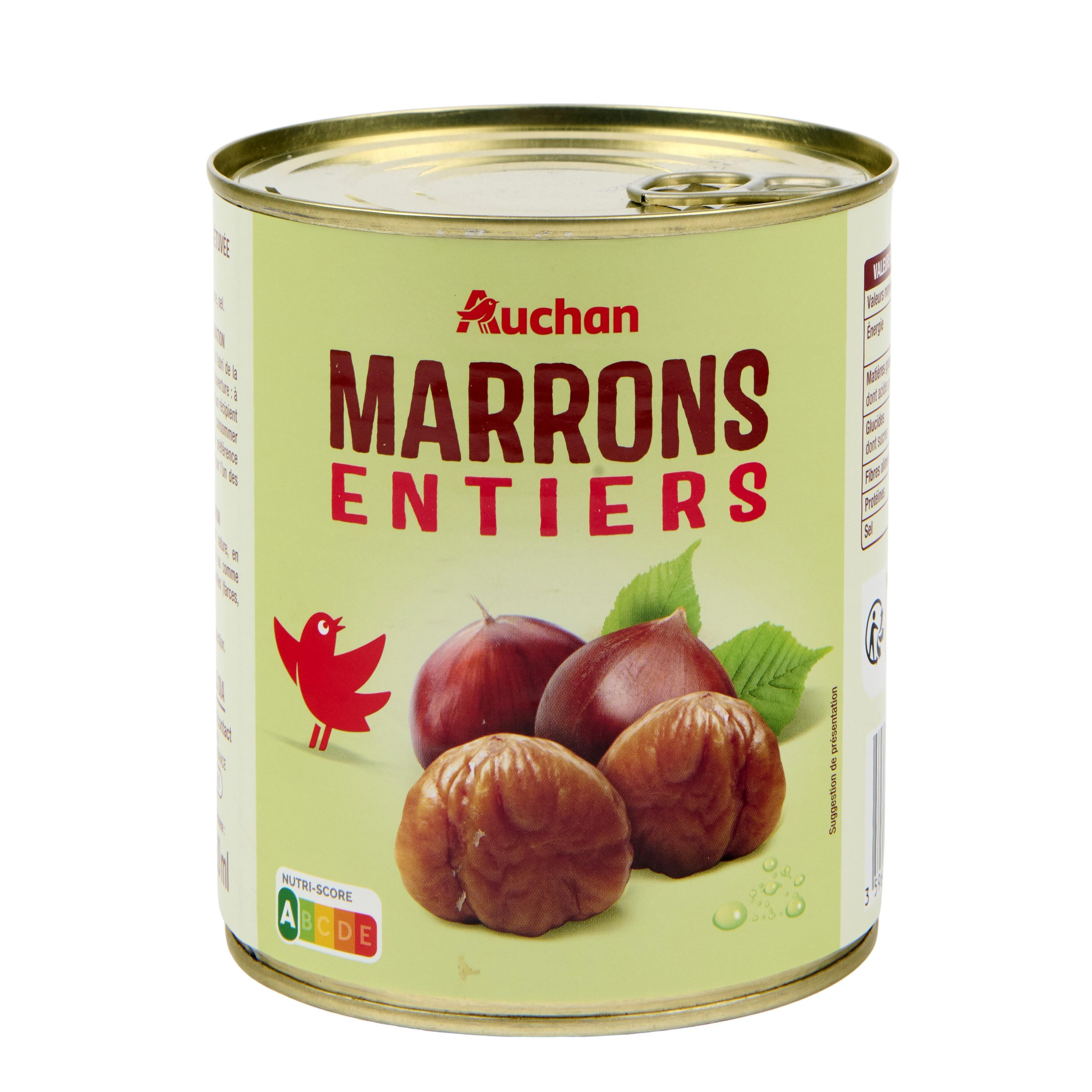 Voir la diapositive 2 : AUCHAN Marrons entiers à l'étuvée 510g