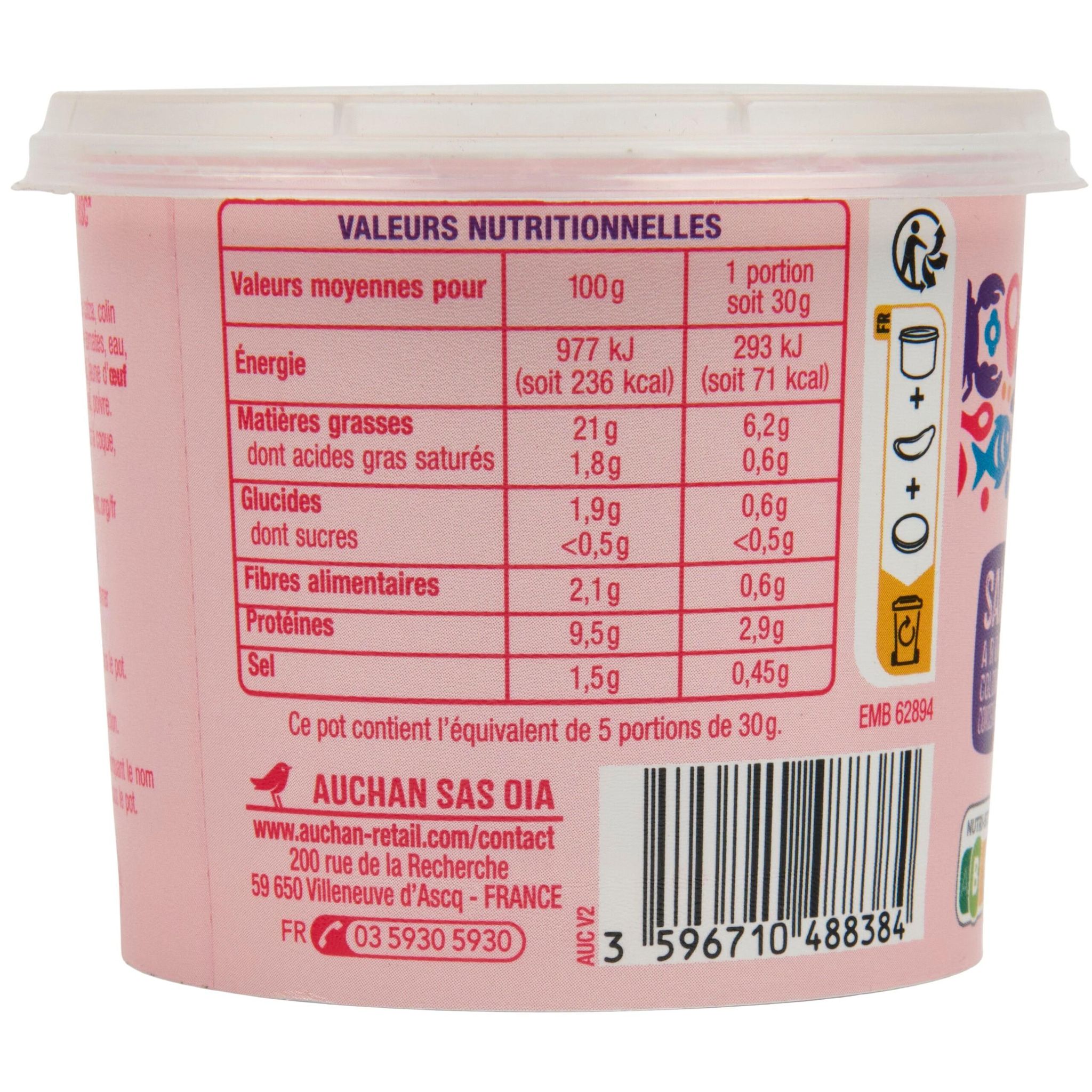 Voir la diapositive 3 : AUCHAN Rillettes de homard 150g