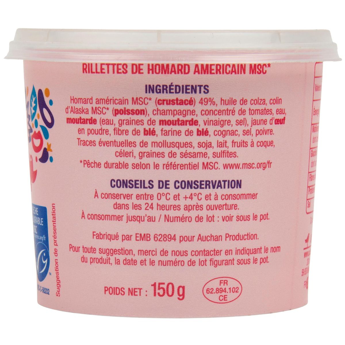 AUCHAN Rillettes de homard 150g