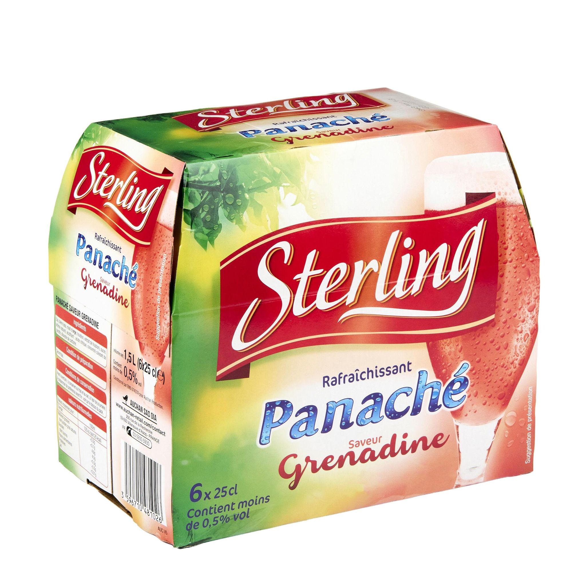 Voir la diapositive 2 : STERLING Panaché aromatisé grenadine moins de 0,5% pack bouteilles 6x25cl