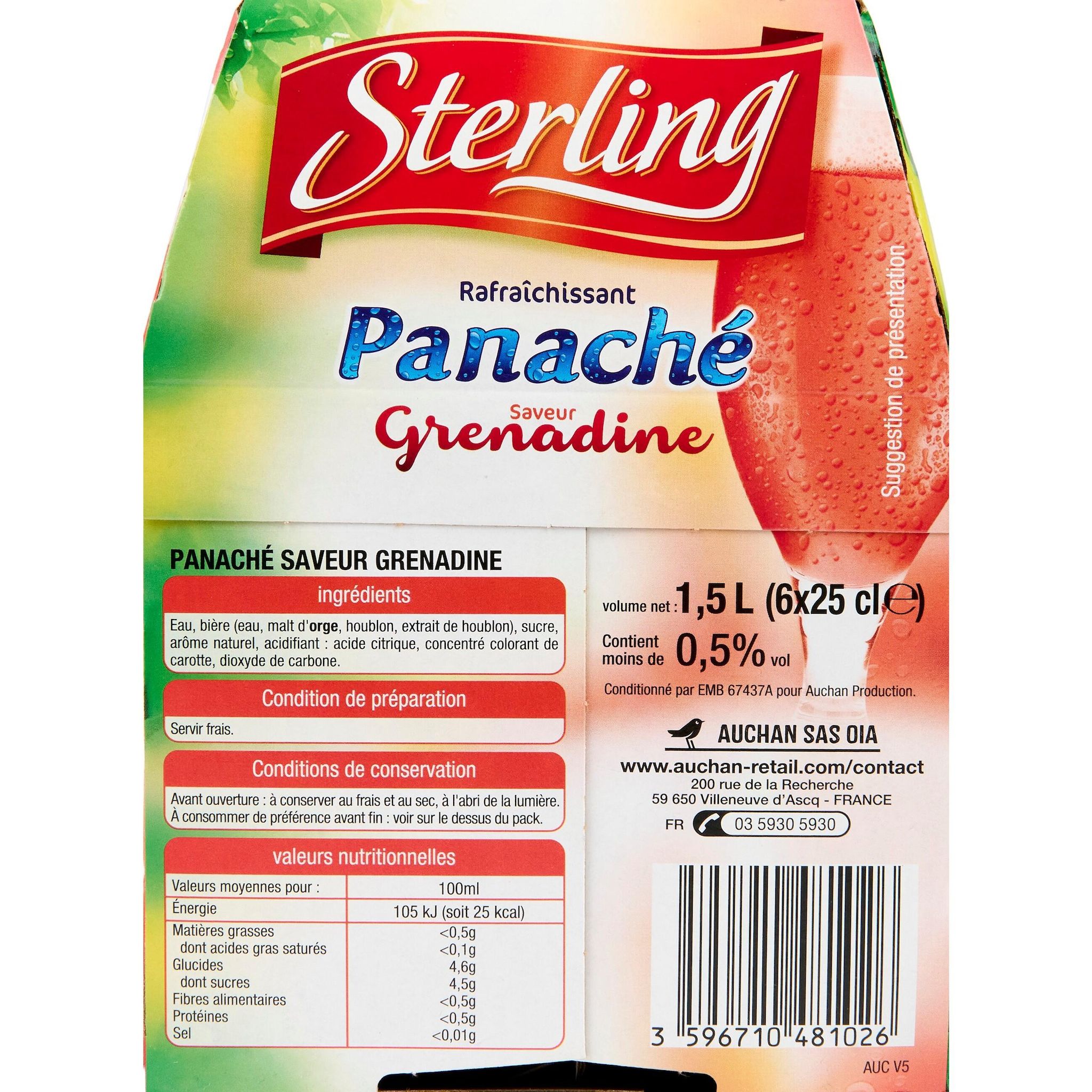 Voir la diapositive 3 : STERLING Panaché aromatisé grenadine moins de 0,5% pack bouteilles 6x25cl