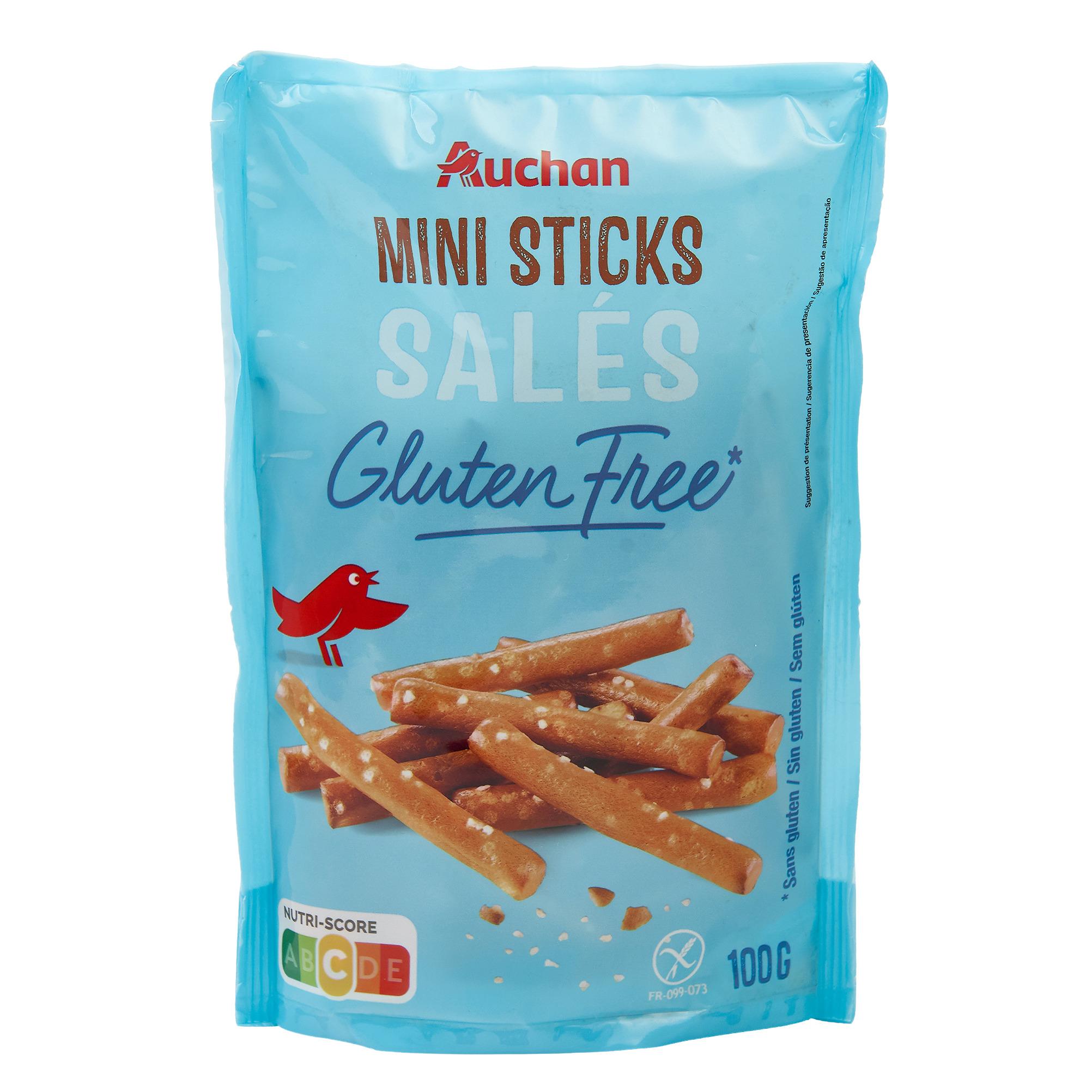 Voir la diapositive 3 : AUCHAN Mini sticks salés sans gluten 100g