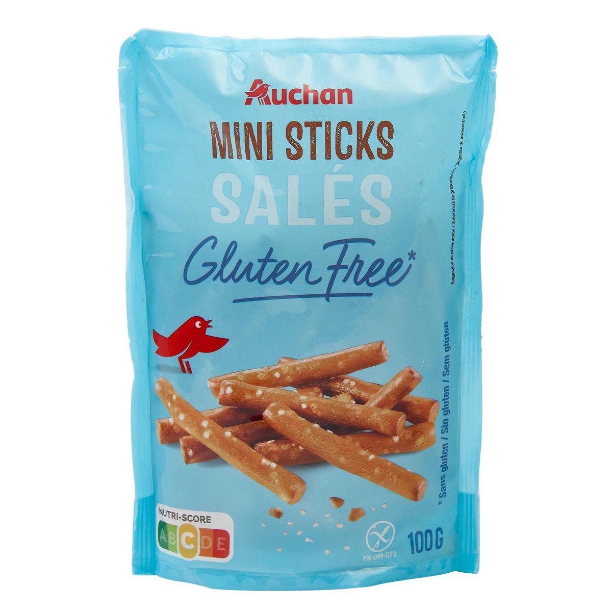 AUCHAN Mini sticks salés sans gluten 100g