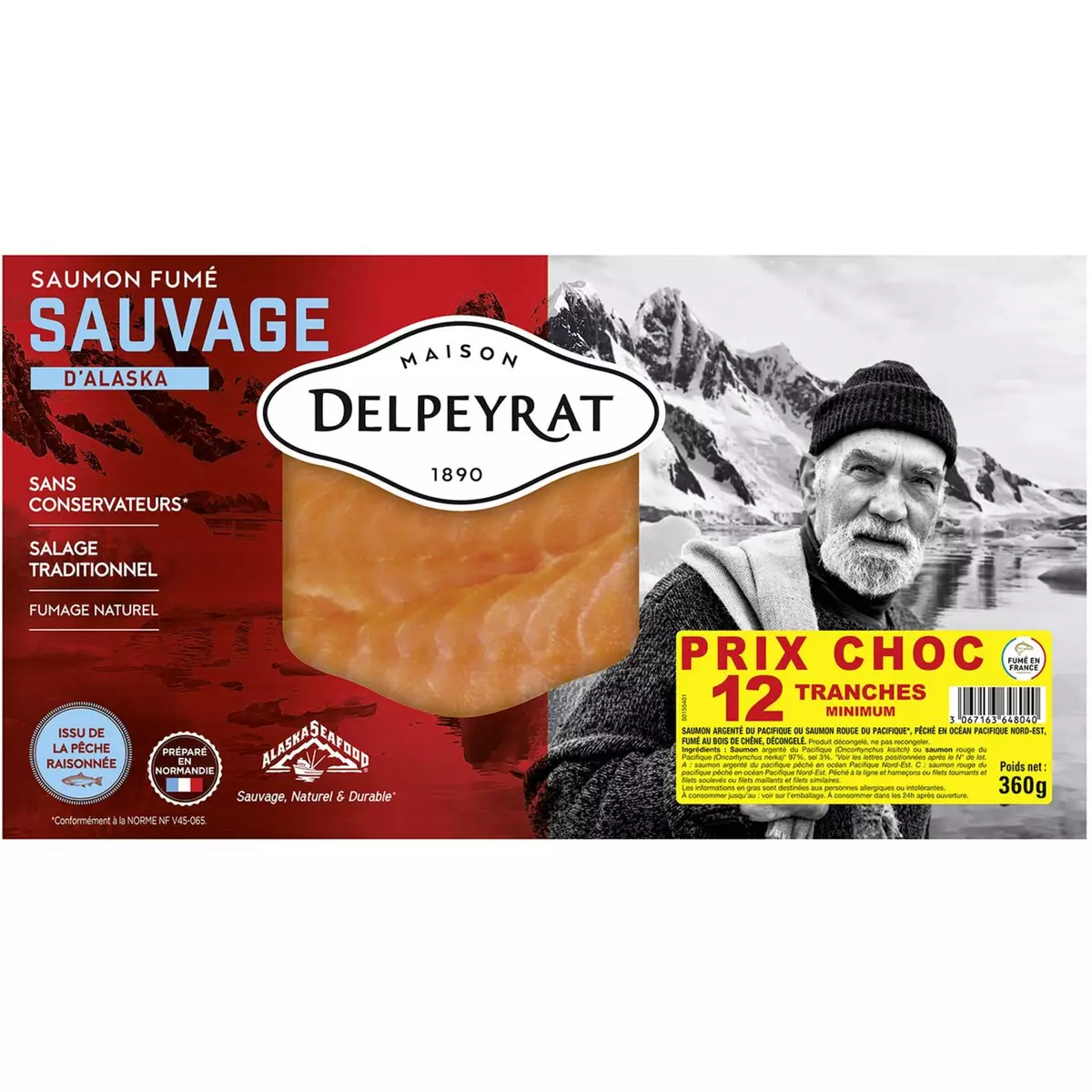 DELPEYRAT Le Saumon fumé sauvage d'Alaska 12 tranches 360g