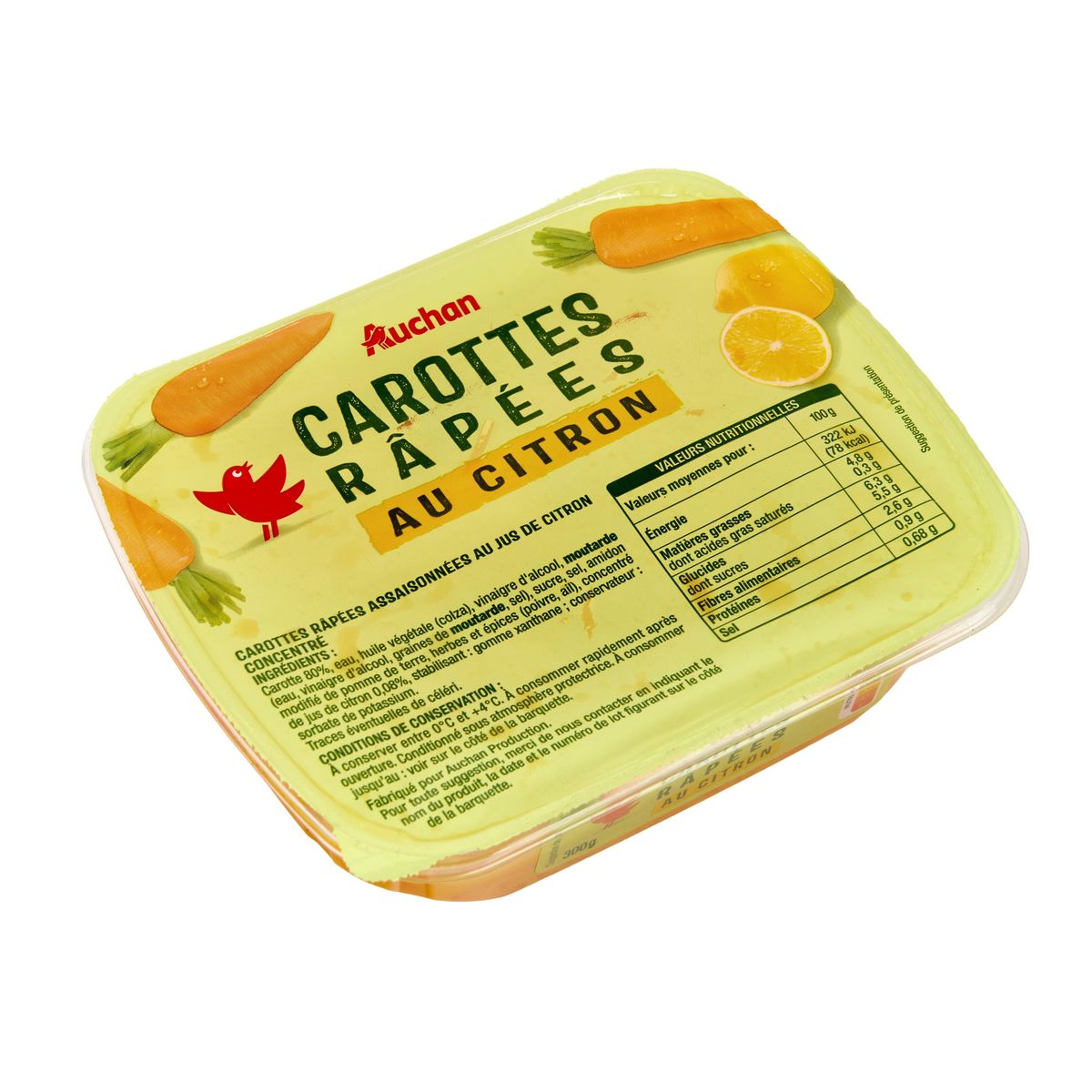 AUCHAN Carottes râpées au citron 300g