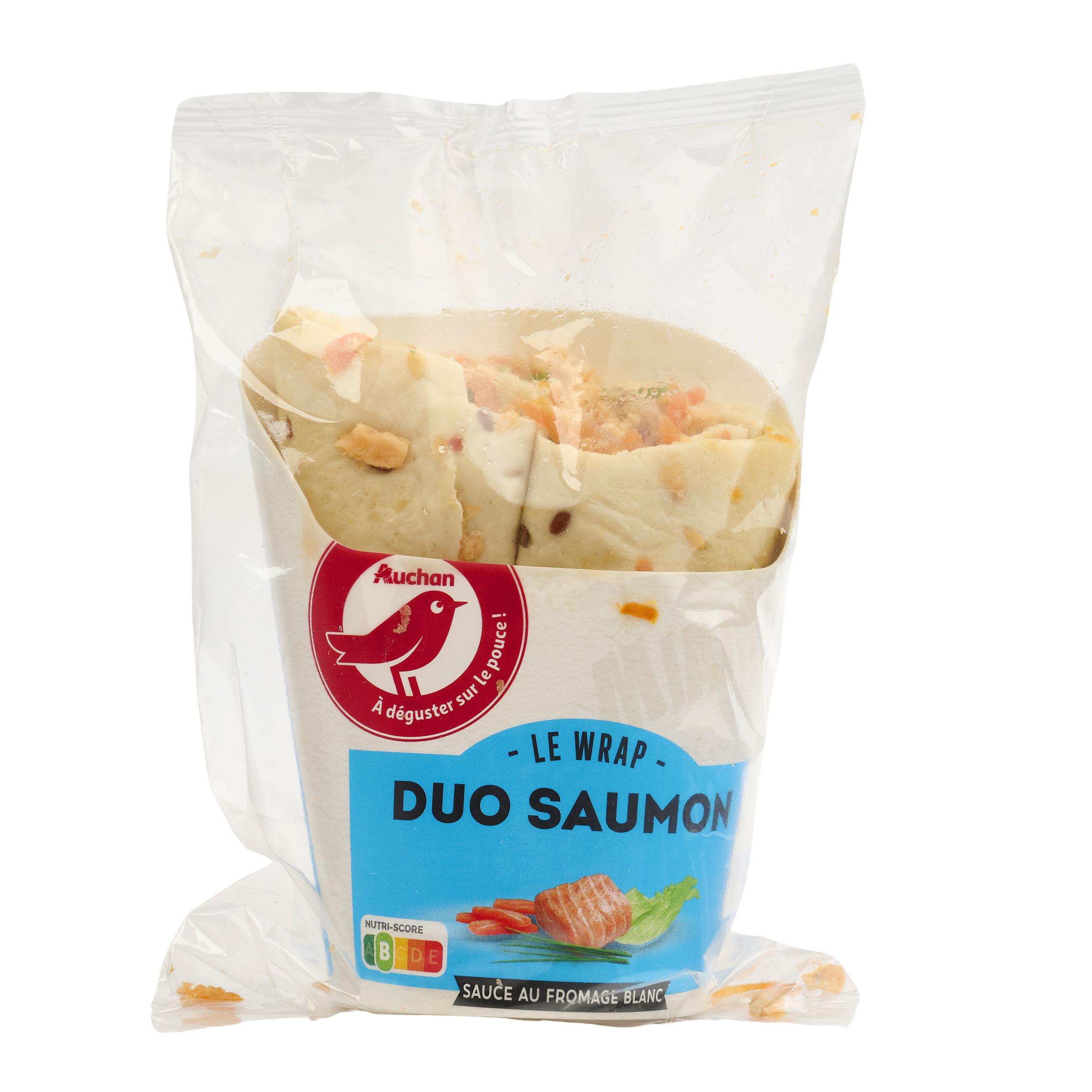 Voir la diapositive 3 : AUCHAN Wrap duo au saumon et sauce fromage blanc 2 pièces 190g