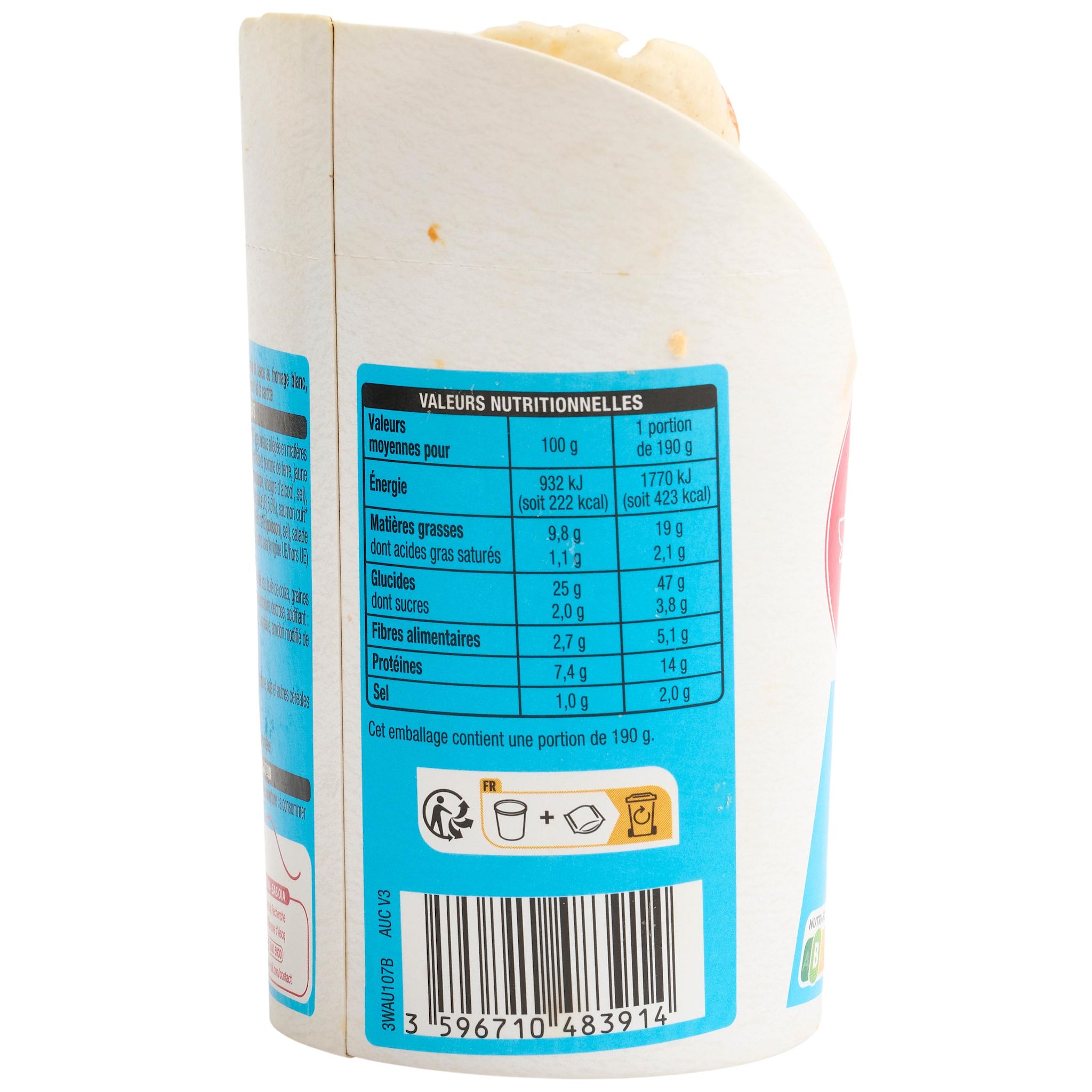 Voir la diapositive 4 : AUCHAN Wrap duo au saumon et sauce fromage blanc 2 pièces 190g