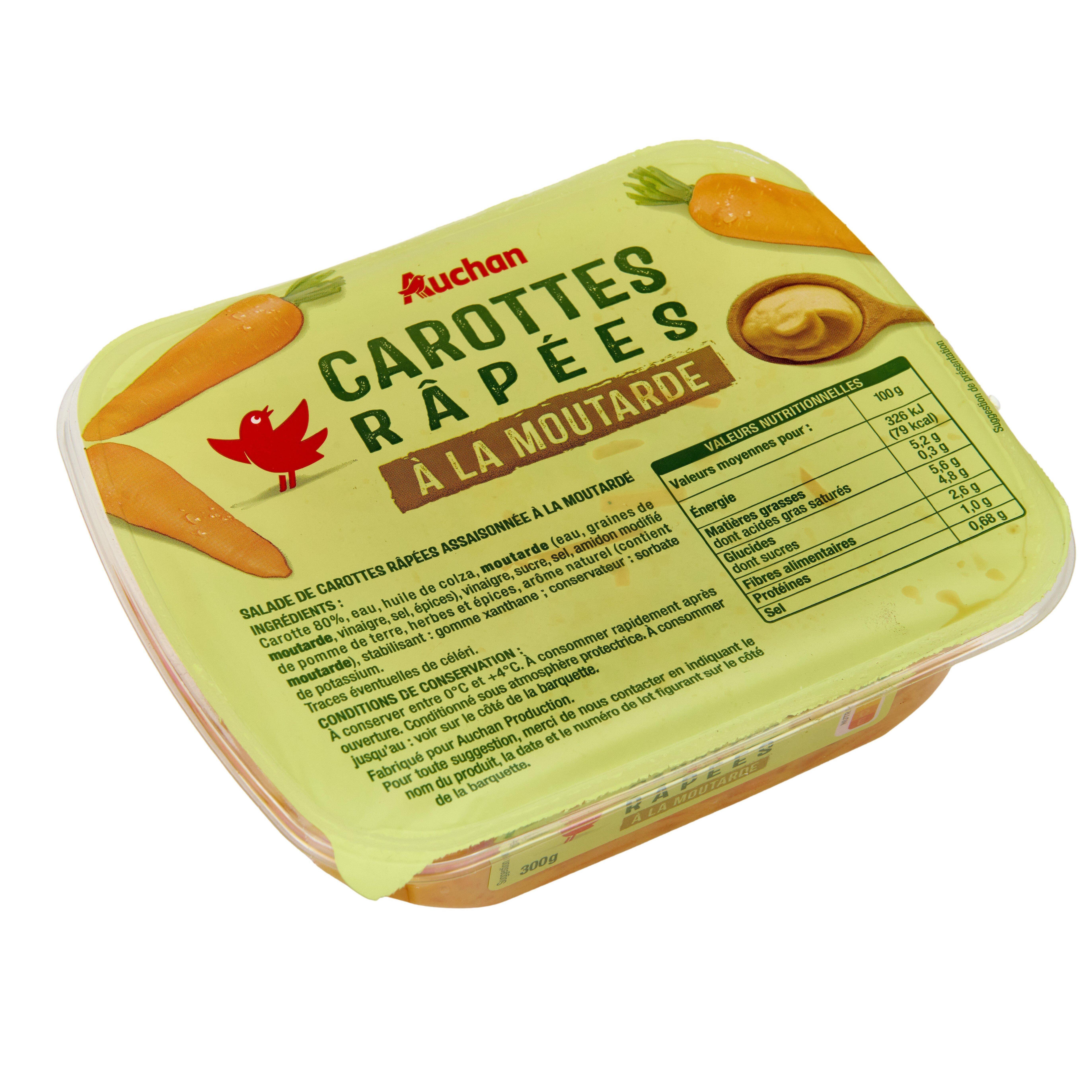 Voir la diapositive 2 : AUCHAN Carottes râpées à la moutarde 300g