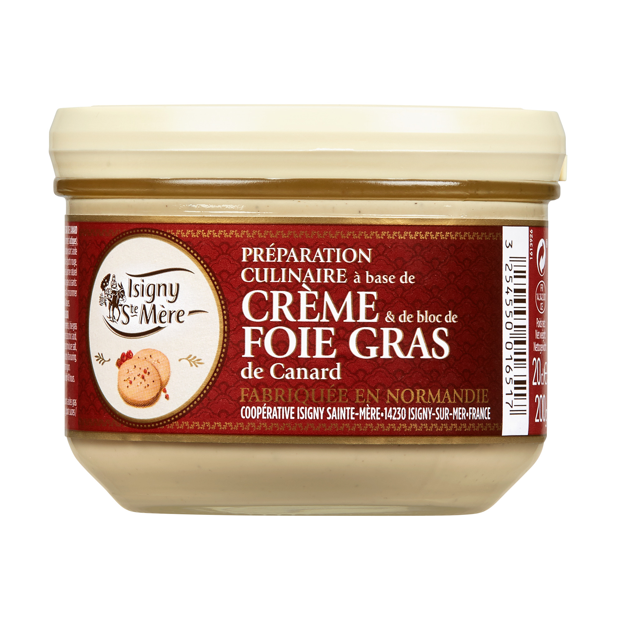 Voir la diapositive 2 : ISIGNY STE MERE Préparation culinaire à base de crème et bloc de foie gras de canard 198g