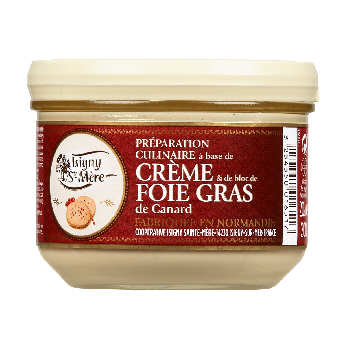 ISIGNY STE MERE Préparation culinaire à base de crème et bloc de foie gras de canard 200g