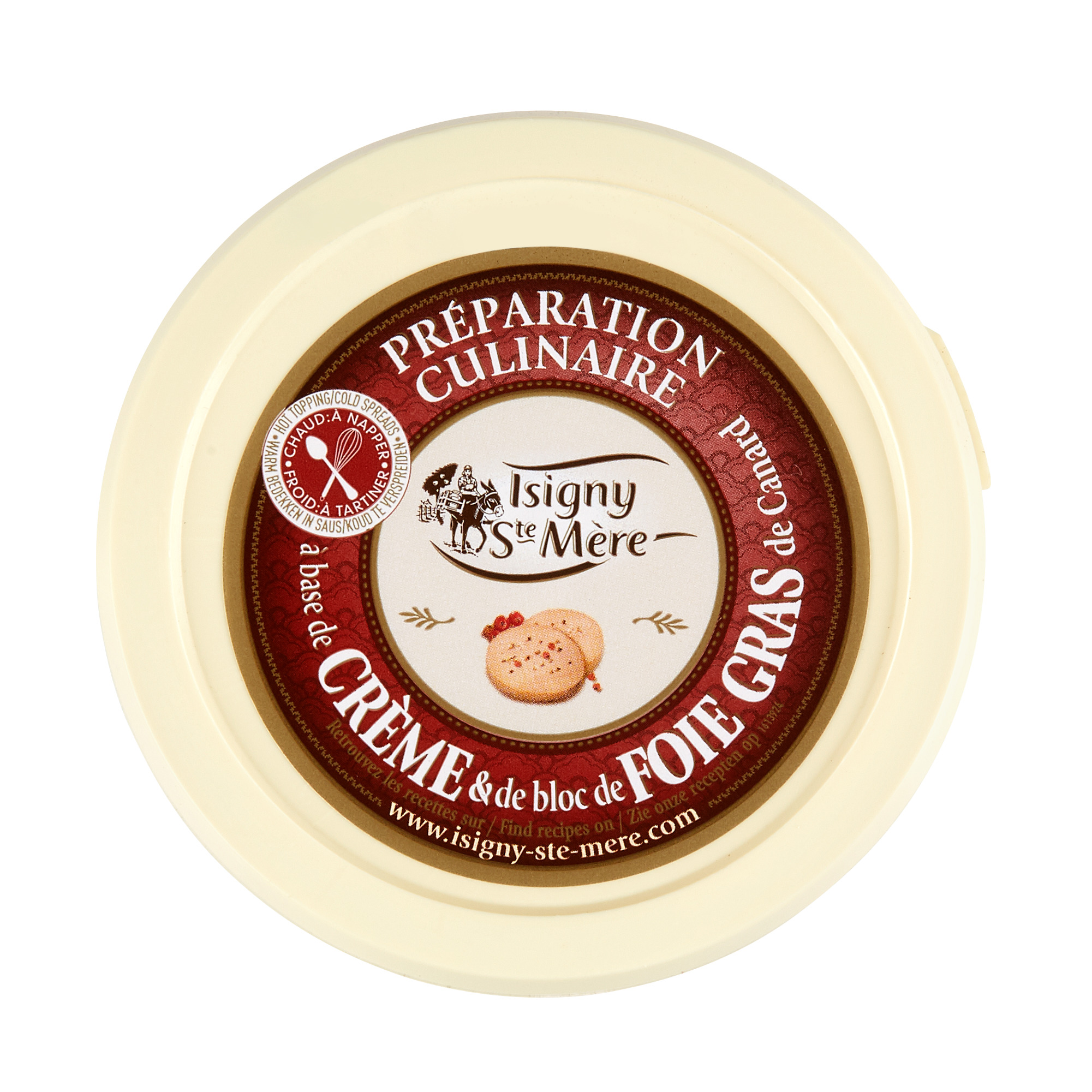 Voir la diapositive 4 : ISIGNY STE MERE Préparation culinaire à base de crème et bloc de foie gras de canard 198g